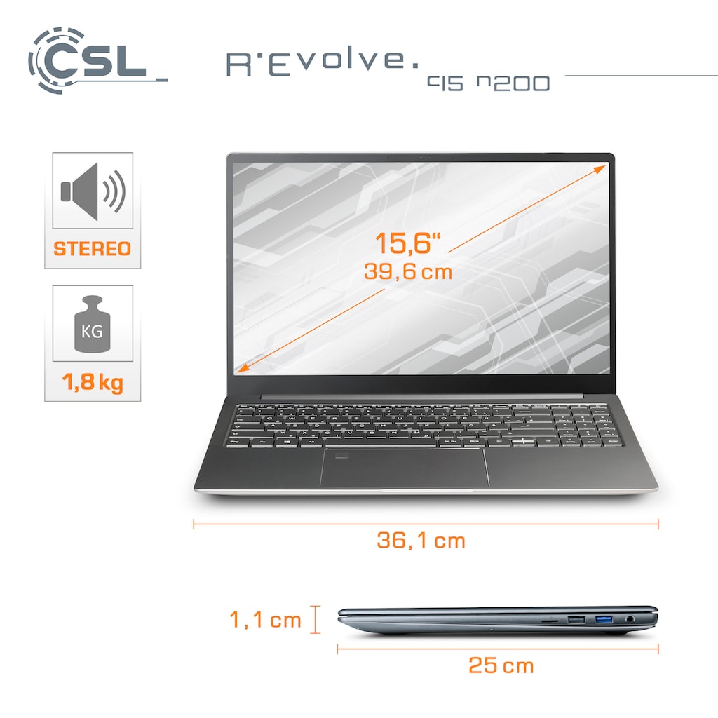 CSL Notebook »R'Evolve C15 v3«, 39,6 cm, / 15,6 Zoll, 1000 GB SSD