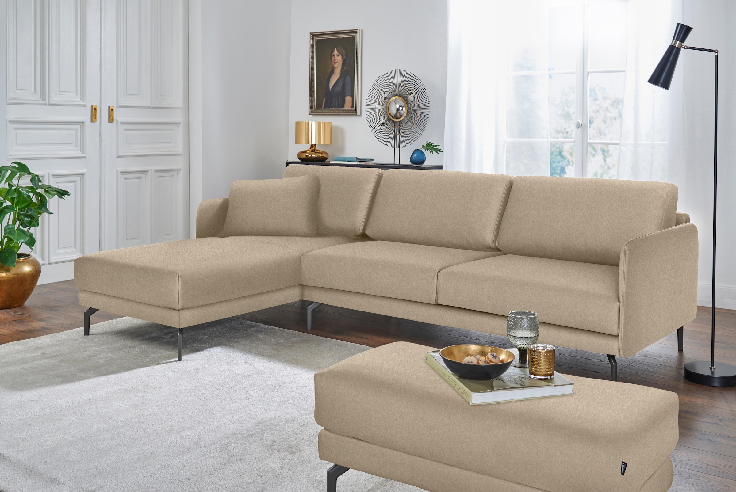 hülsta sofa Ecksofa »hs.450«, Armlehne Umbragrau Breite kaufen Alugussfuß 274 cm, BAUR | schmal, sehr
