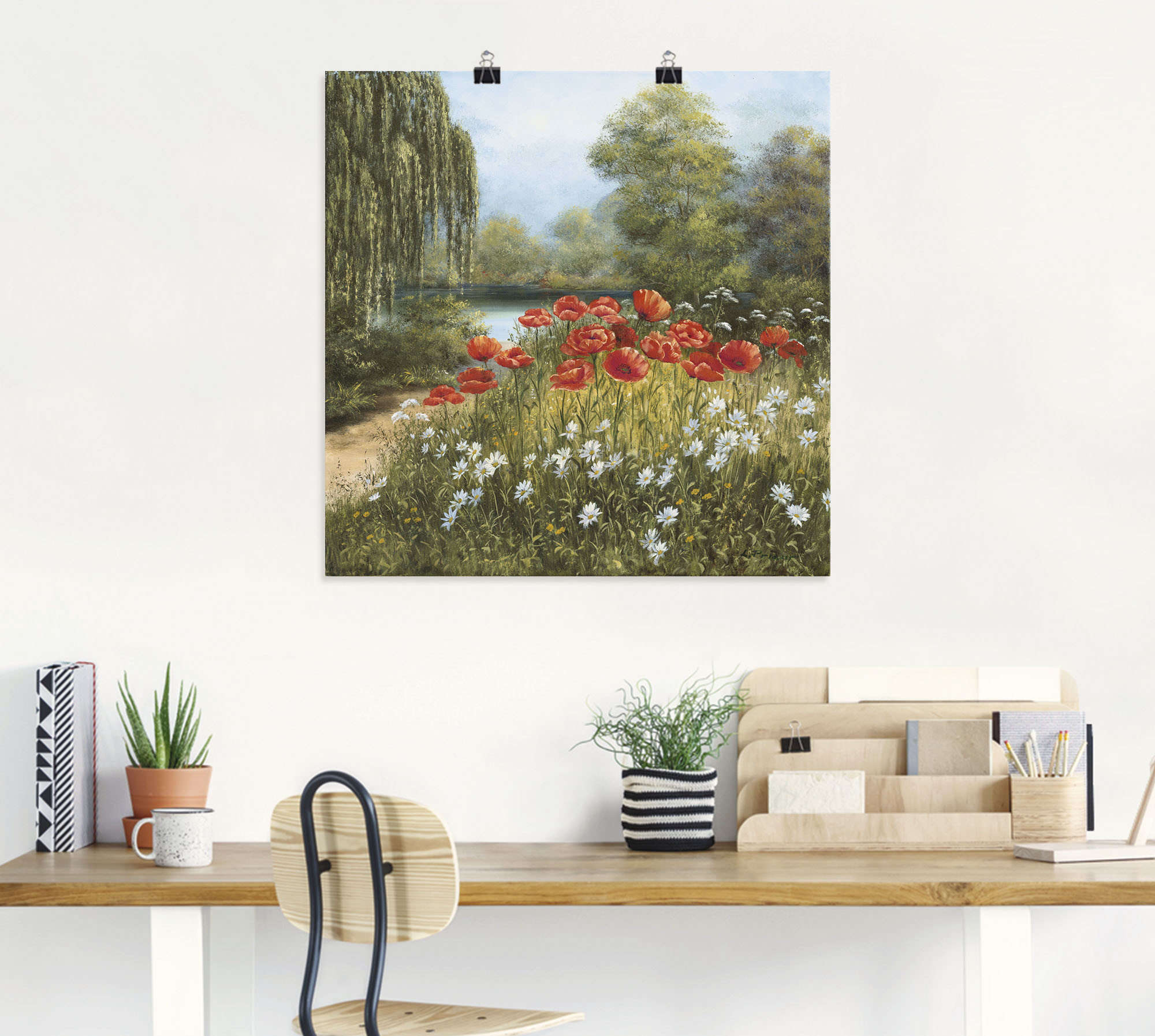 Thumbnail - Artland Wandbild "Mohnwiese am See", Blumenwiese, (1 St.), als Alubild, Outdoorbild, Leinwandbild, Poster in verschied. ...
