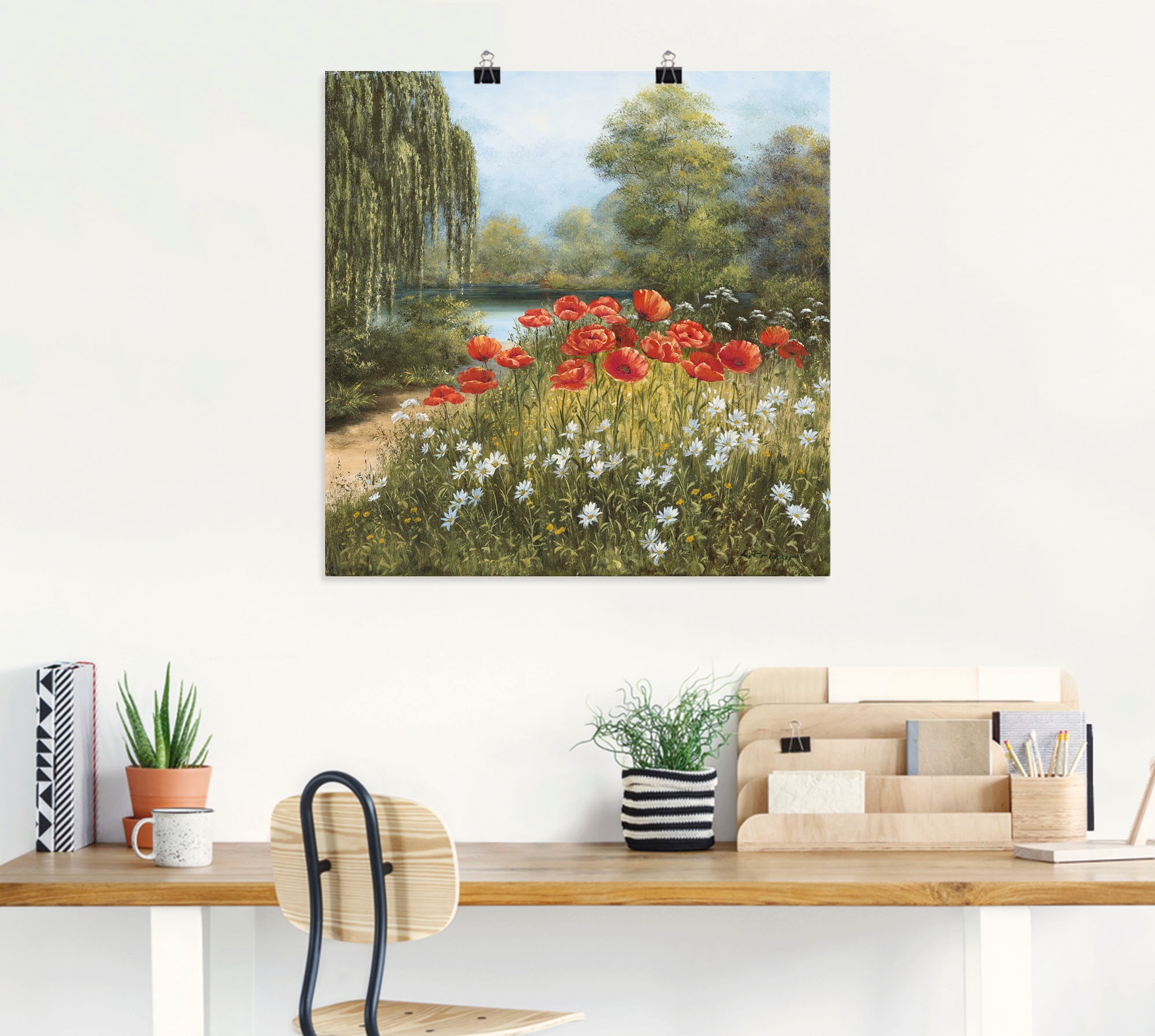 Thumbnail - Artland Wandbild "Mohnwiese am See" Blumenwiese 1 Stk. tlg. als Alubild, Outdoorbild, Leinwandbild, Poster in verschied....