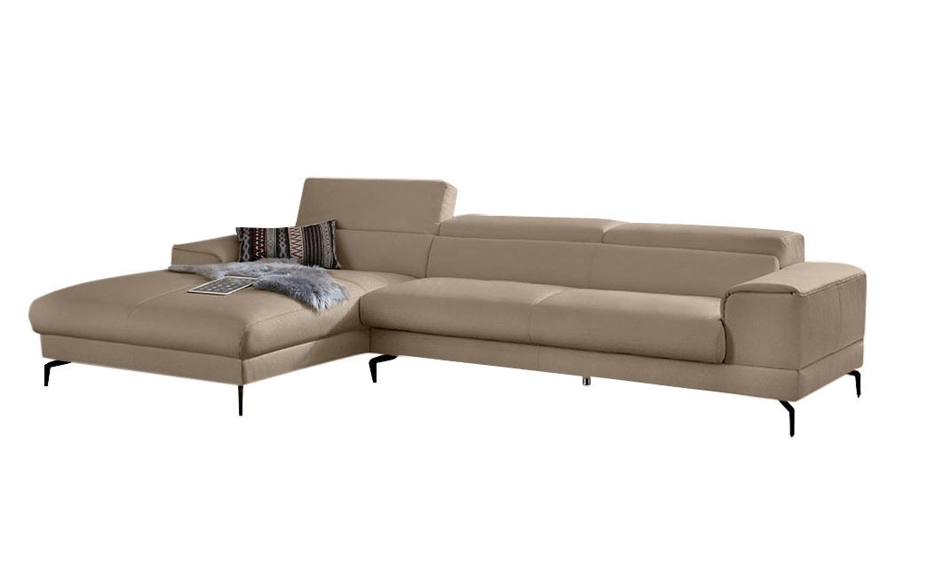 W.SCHILLIG Ecksofa »piedroo, Designsofa mit tollem Sitzkomfort, bequem, L-Form«, Kopfteilverstellung, wahlweise mit Sitztiefenverstellung, Breite 343cm