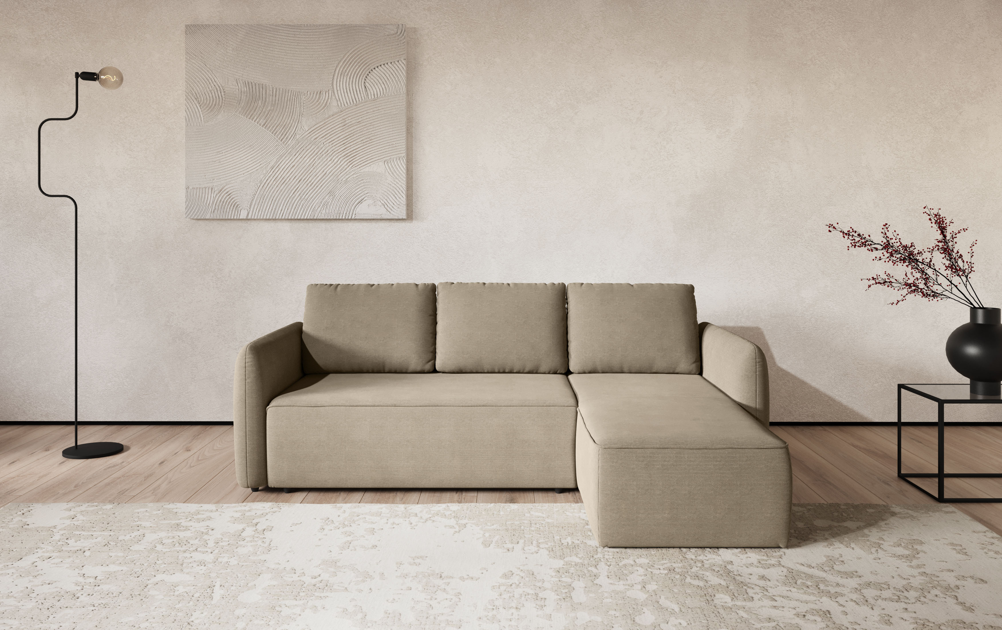 COTTA Ecksofa "Flow, bequem, L-Form, Breite 239 cm, schmale Armlehnen" wahlweise mit Schlaffunktion
