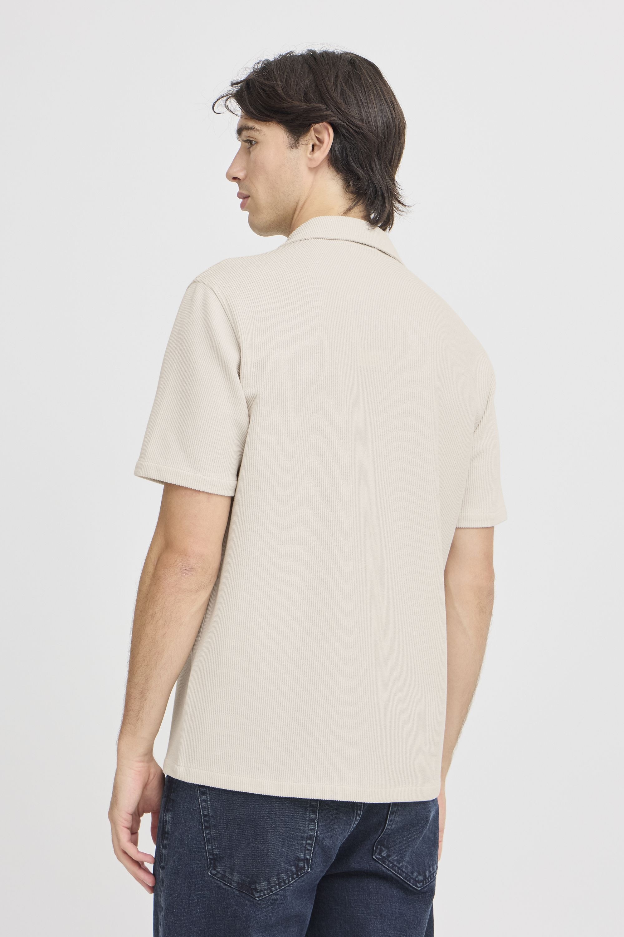 Kurzarmshirt CASUAL FRIDAY "Kurzarmhemd CFARCHER knitted", Herren, Gr. XXL, beige (rainy day), Obermaterial: 55% Baumwolle CO. 43% Polyester PES. 2% Elasthan EL., Hemden 3