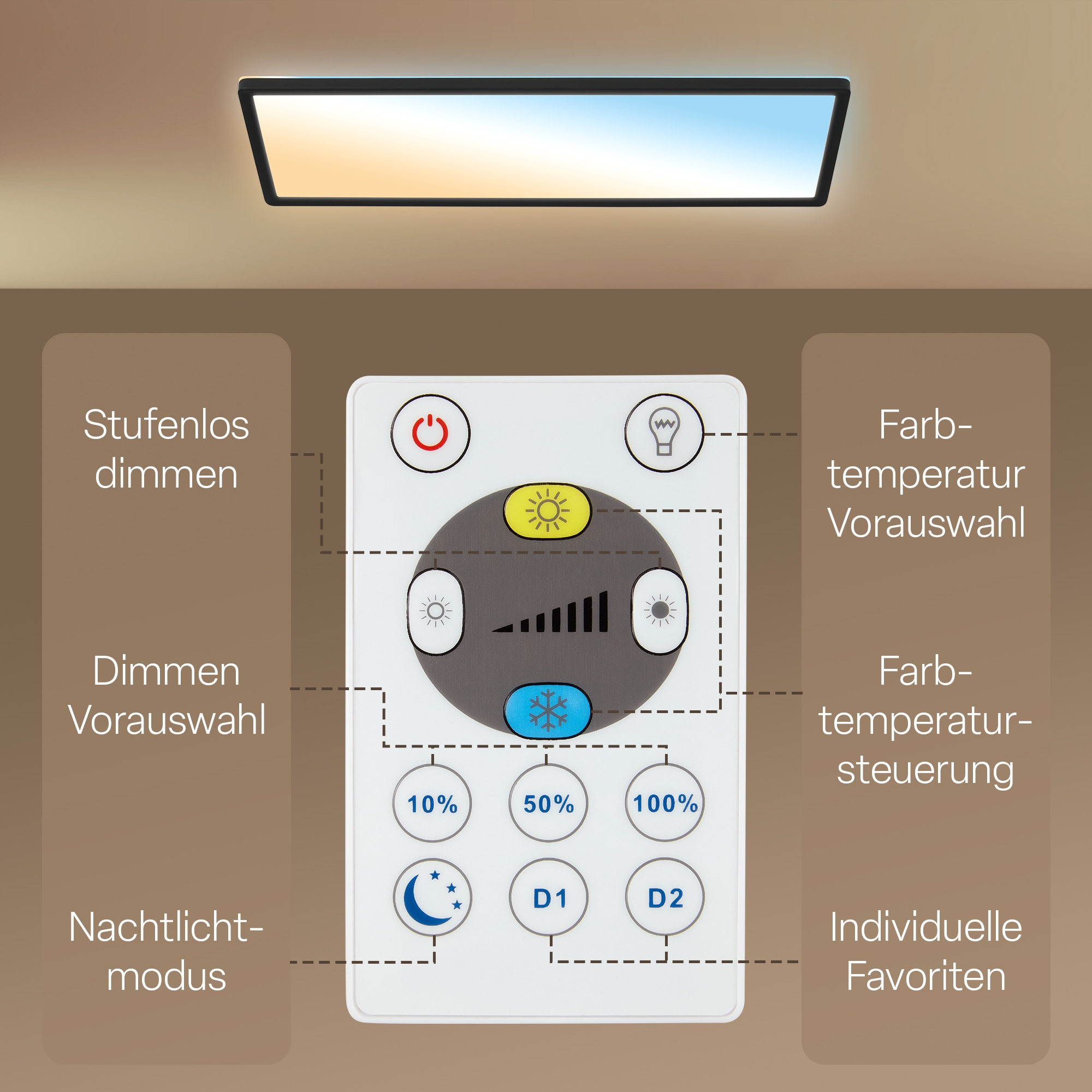 B.K.Licht LED Panel »SHALLOW« LED-Board 1 Stk. Neutralweiß 58x20x3 cm, Badlampe, Badezimmer, Küche, Wohnzimmer
