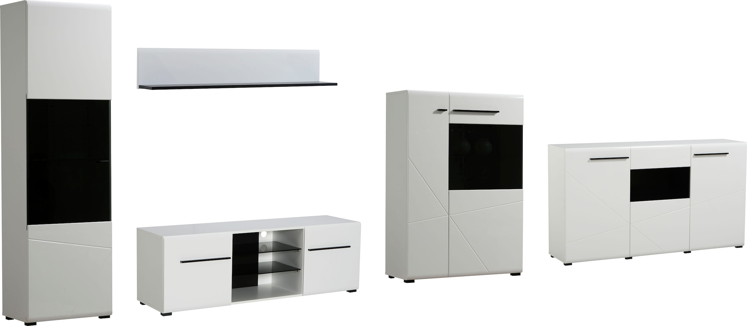 INOSIGN Wohnwand »Trentino«, (Set, 5 St.), inkl. Vitrine, Lowboard, Highboard, Wandregal und Kommode