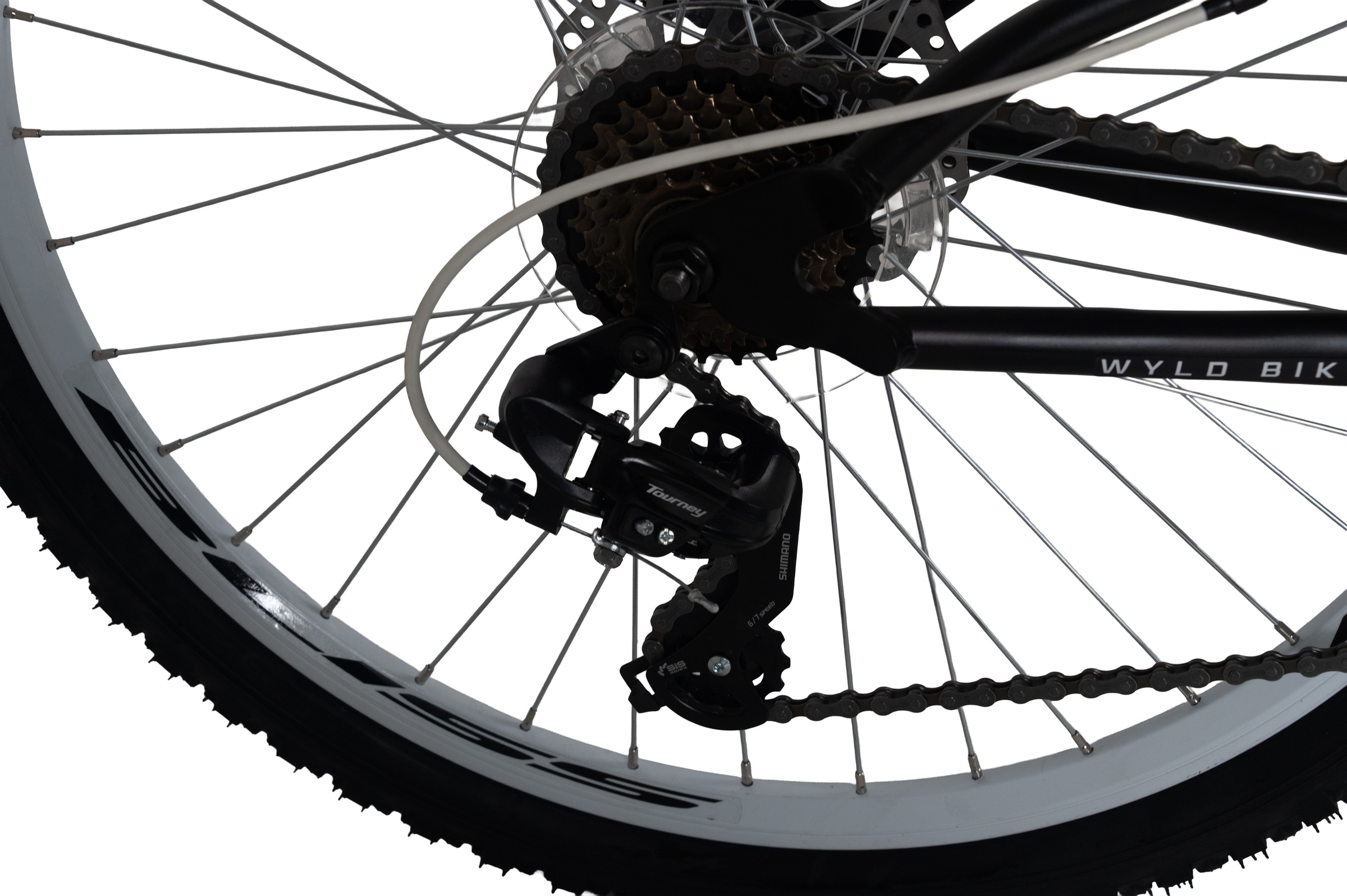 WYLD Mountainbike »WYLD Mountainbike Fully 26'' Bliss schwarz-weiß 21 Gänge RH 47 cm« 21 Gang Shimano Tourney Schaltwerk Kettenschaltung