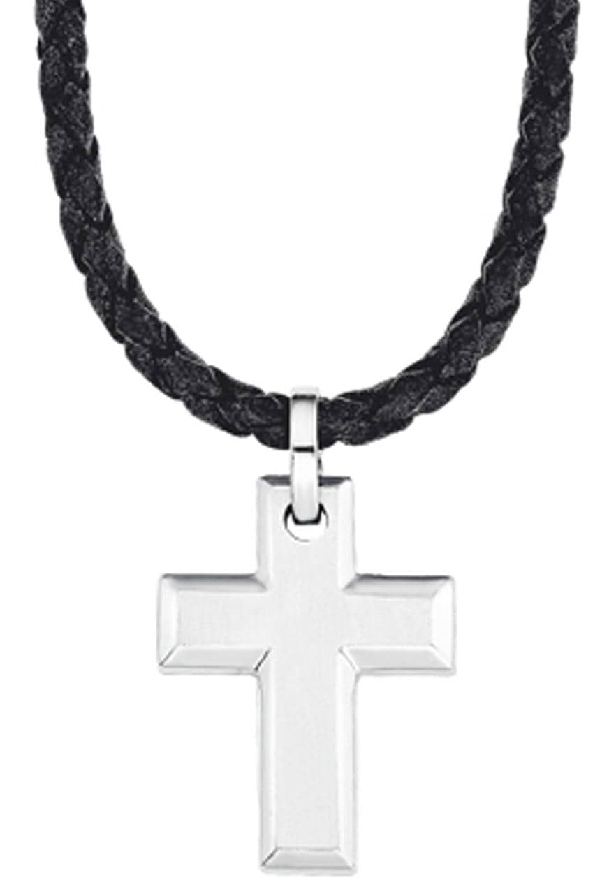 s.Oliver Junior Kette online BAUR bestellen 2024225«, Leder | Kreuz, Anhänger + mit aus Edelstahl »Halskette