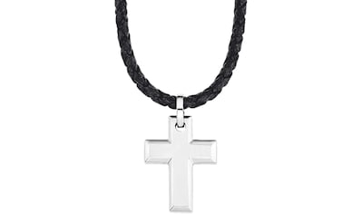 s.Oliver Junior Kette mit Anhänger »Halskette Kreuz, 2024225«, aus  Edelstahl + Leder online bestellen | BAUR