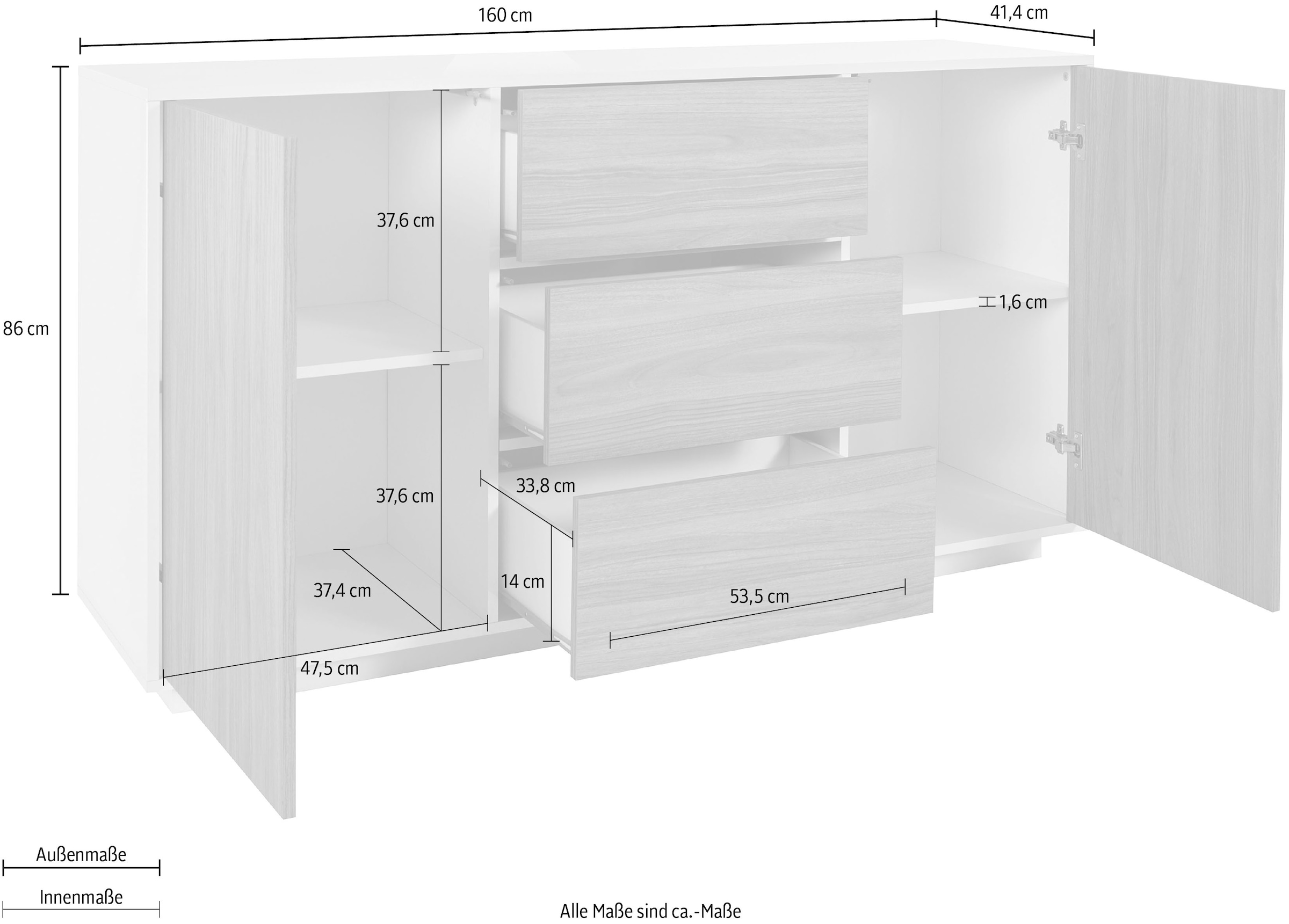 INOSIGN Sideboard »bloom«, Breite ca. 160 cm