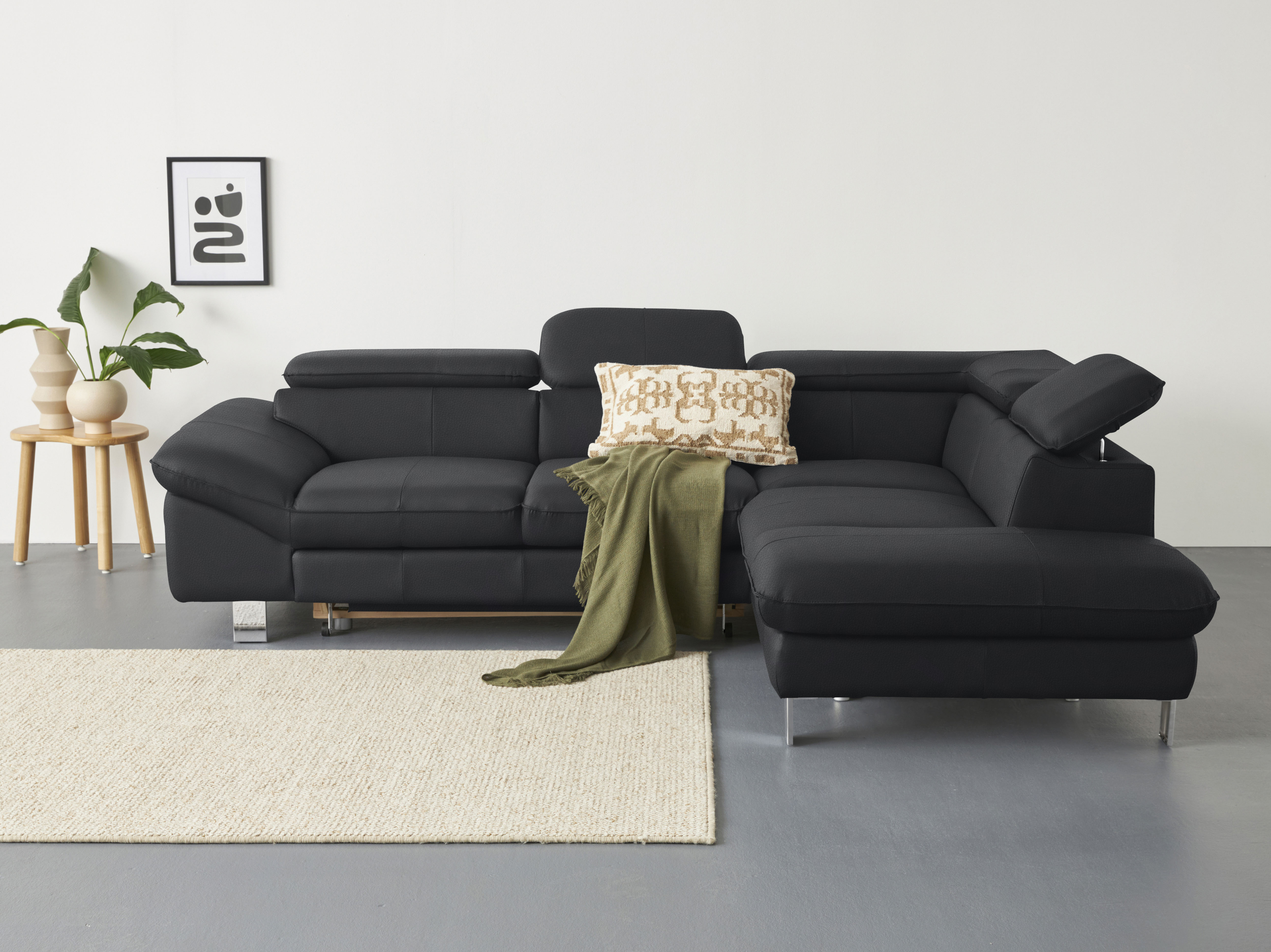 COTTA Ecksofa "Driver L-Form, B: 265cm, moderne Couch, Wellenunterfederung, inkl. 3 x" Kopfteilverstellung, optional Schlaffunktion & Bettkasten