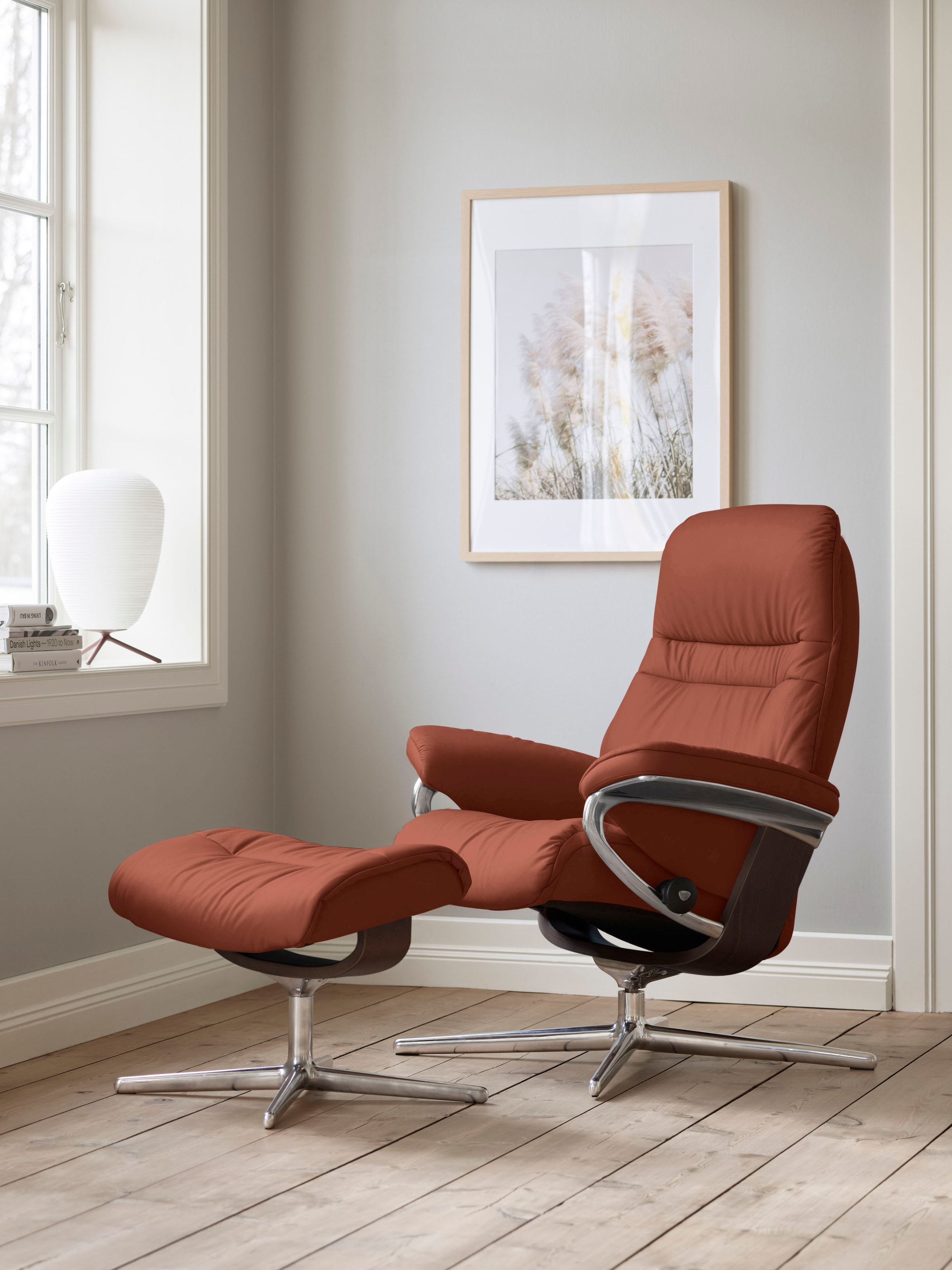 Stressless Fußhocker "Sunrise", mit Cross Base, Größe S, M & L, Holzakzent Braun