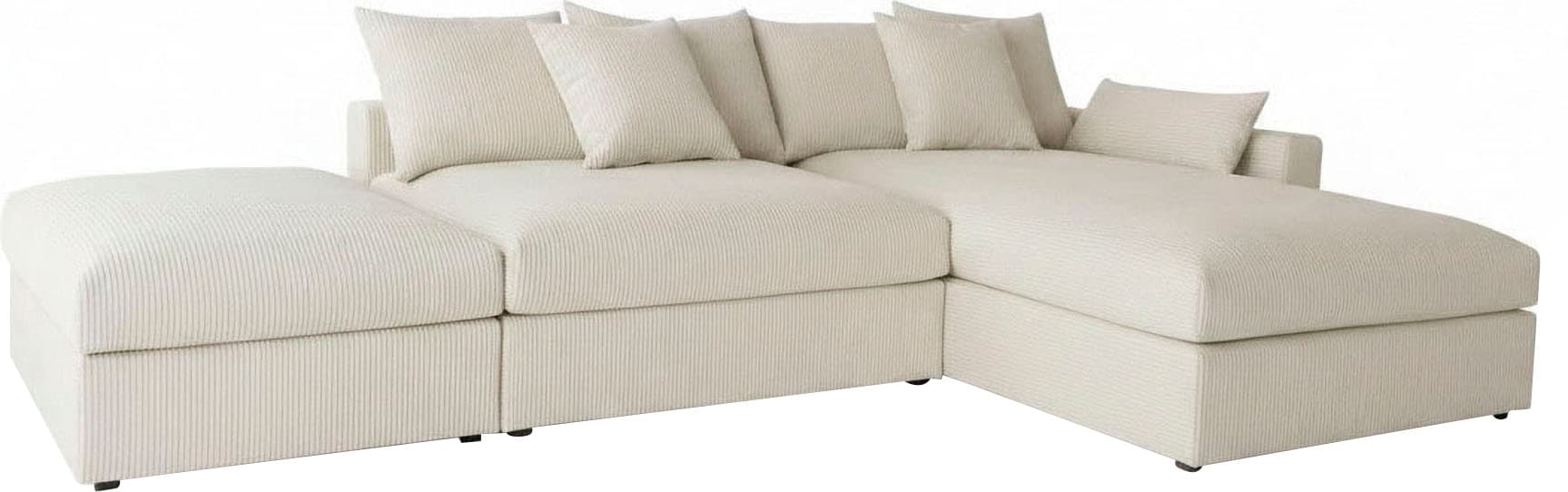 OTTO home Ecksofa »Cosy Lounge L-Form, Breite 333 cm« Mega-Sofa mit Cordstoff bezogen, mit Federkern & 4 Zierkissen