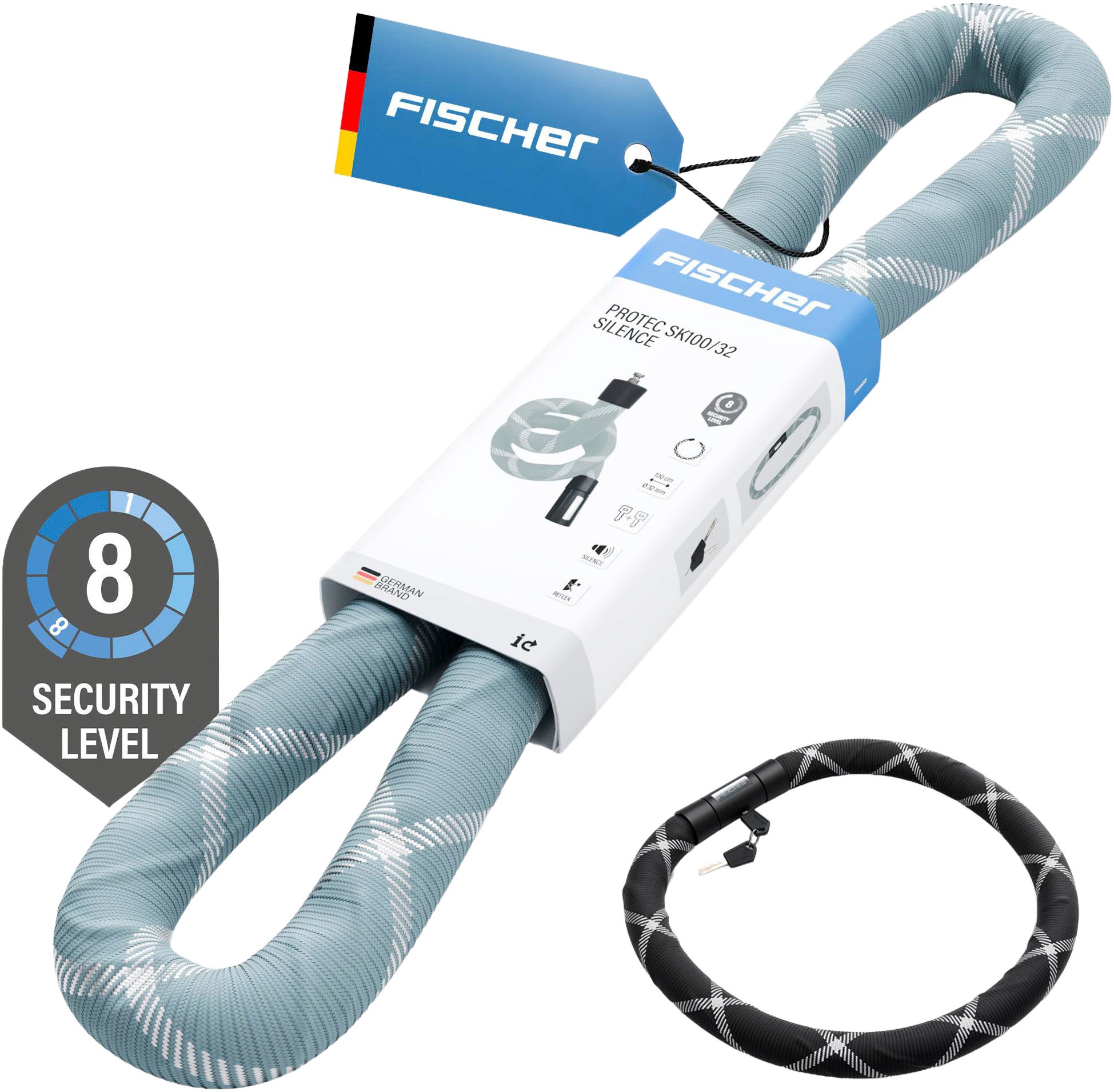 FISCHER Fahrrad Kettenschloss »Kettenschloss SILENCE CK100/32 mint«