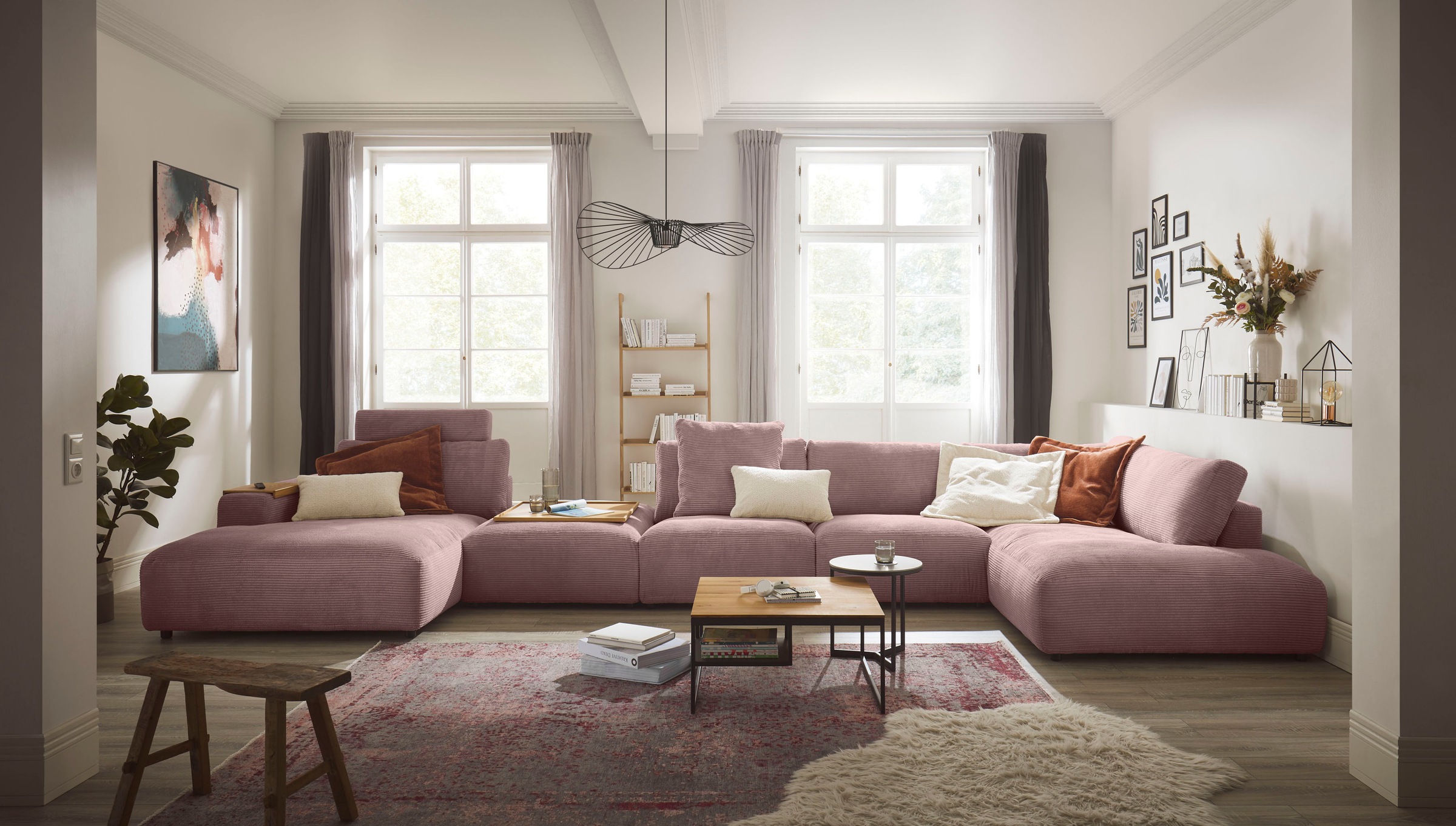 Musterring Wohnlandschaft "Lucia bequem und viel Platz, U-Form" Cord-Bezug, inklusive Kopfstütze, Gesamtbreite 524 cm