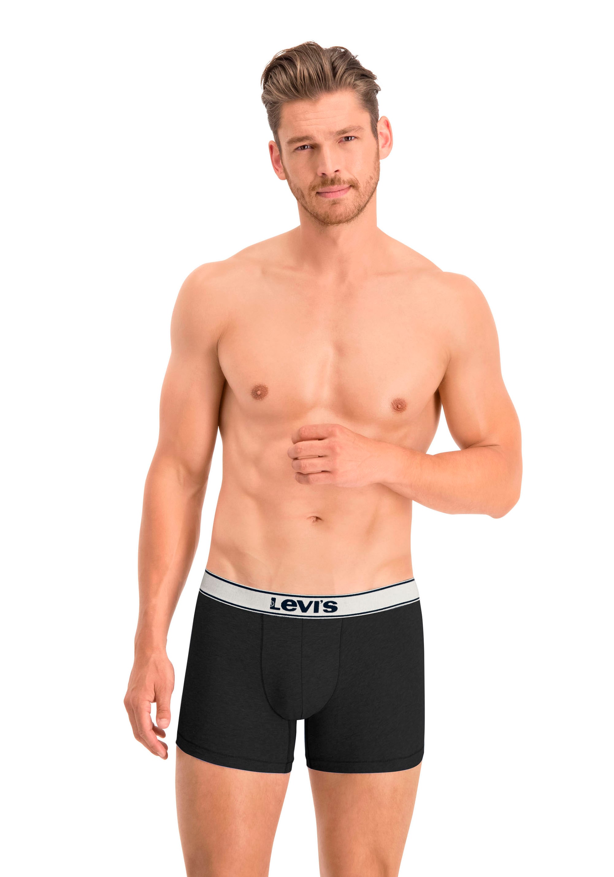 Levi's® Boxershorts »LEVIS MEN VNTG HTR BOXER BRIEF ORG CO 2P«, (2er Pack), mit breitem Logobund