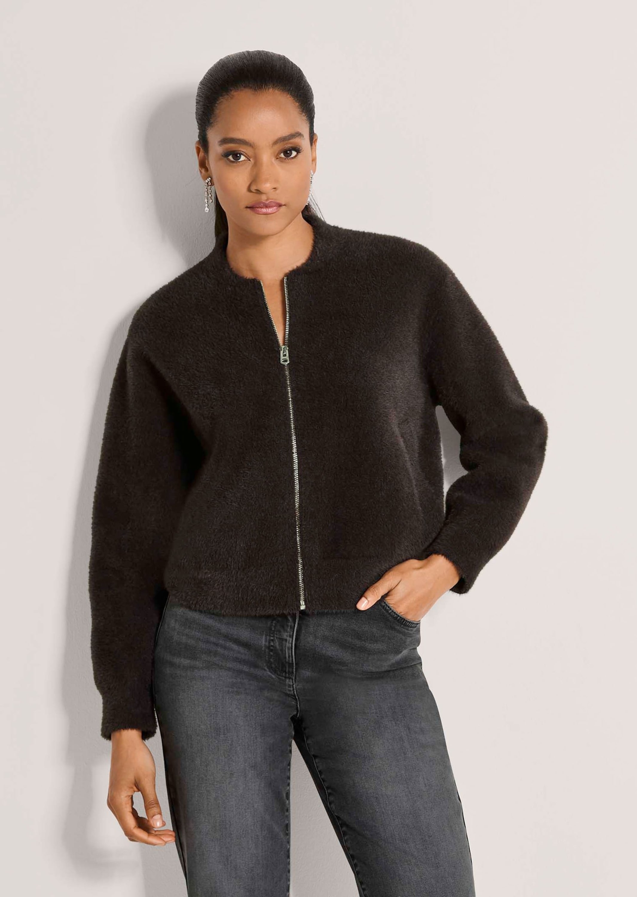 MADELEINE Strickjacke »Strickjacke Strickblouson im Teddyfell-Look«