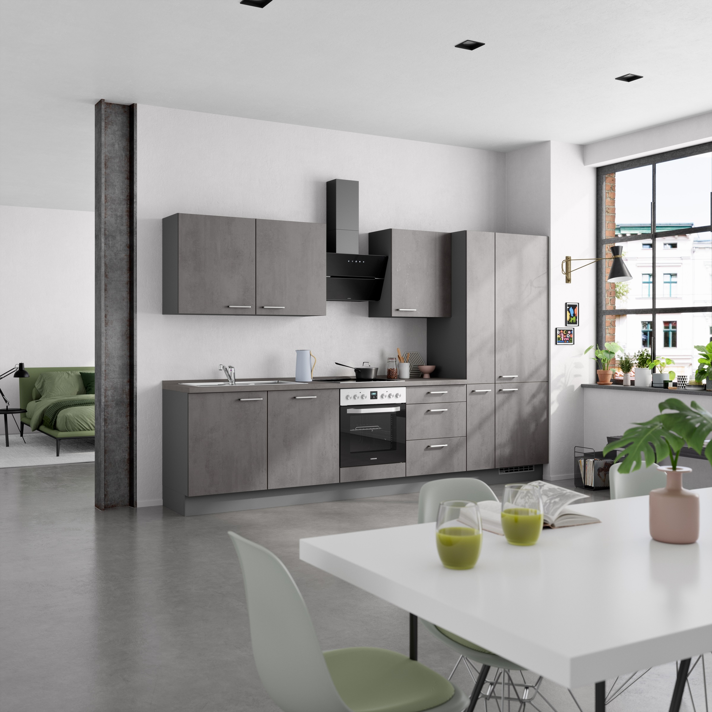 nobilia® Küchenzeile »"Riva II"«, vormontiert, Ausrichtung wählbar, Breite 330 cm, wahlw. mit E-Geräten