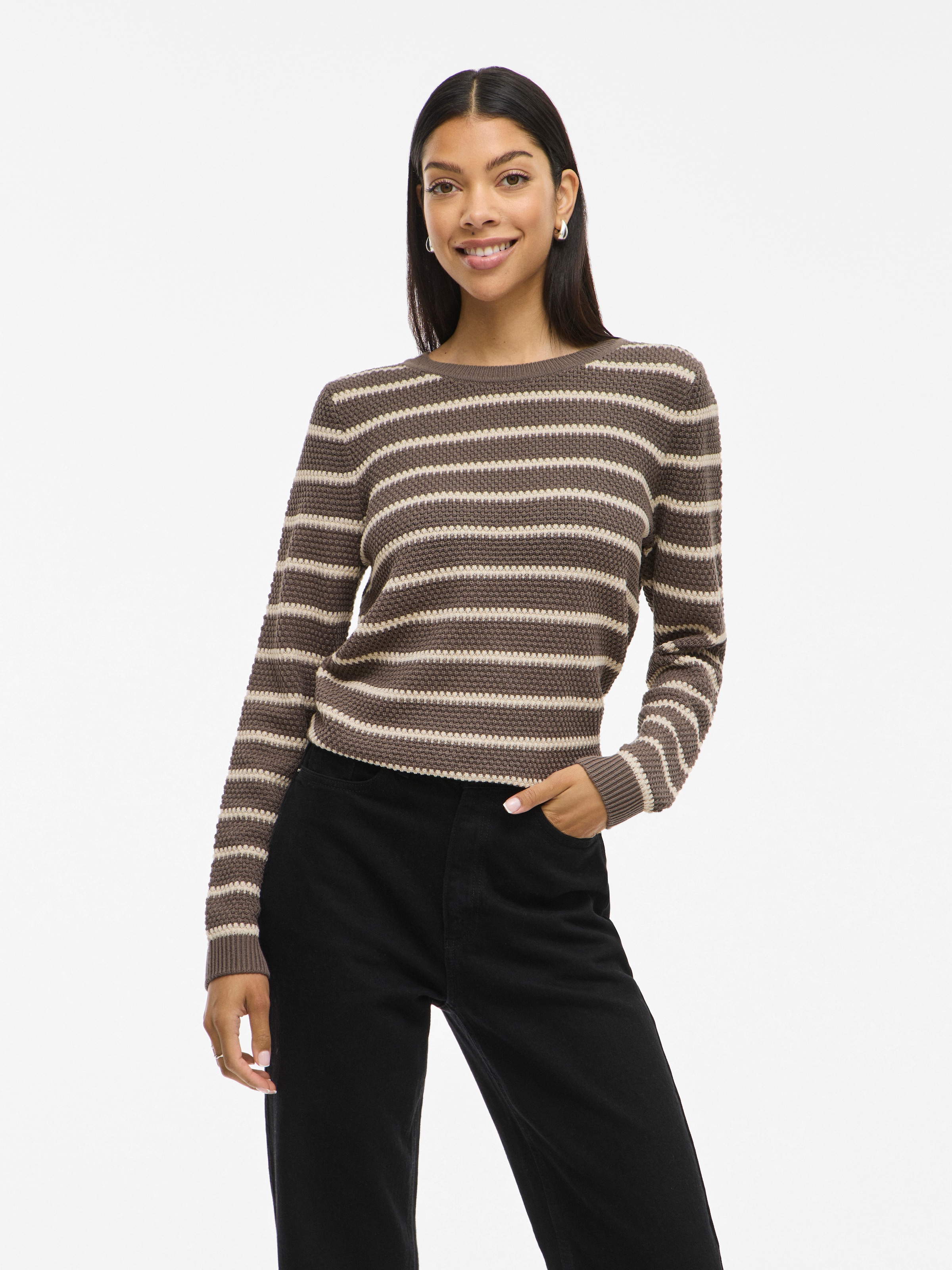 Vila Rundhalspullover "VIDALO O-NECK L/S STRIPE KNIT TOP- NOOS" günstig online kaufen