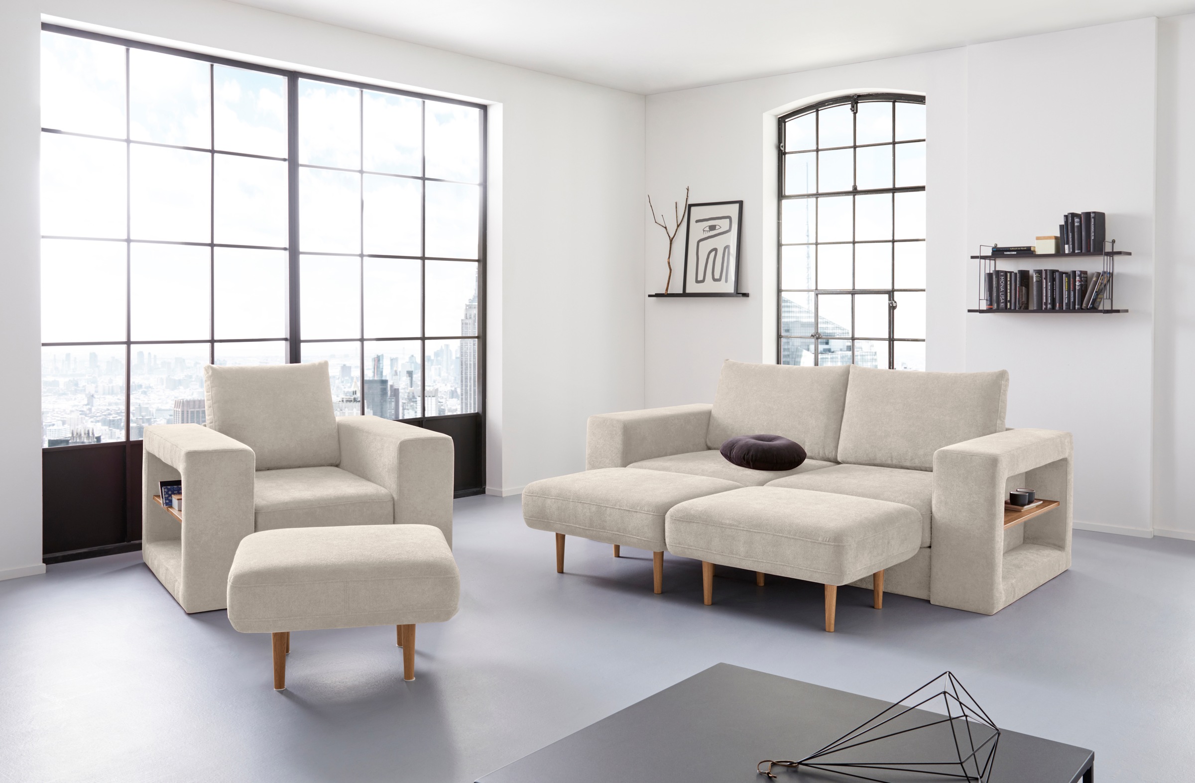 LOOKS by Wolfgang Joop Sessel »Looksvb« Verwandlungssessel: aus Sessel wird Sessel mit 1 Hocker, Regalfunktion