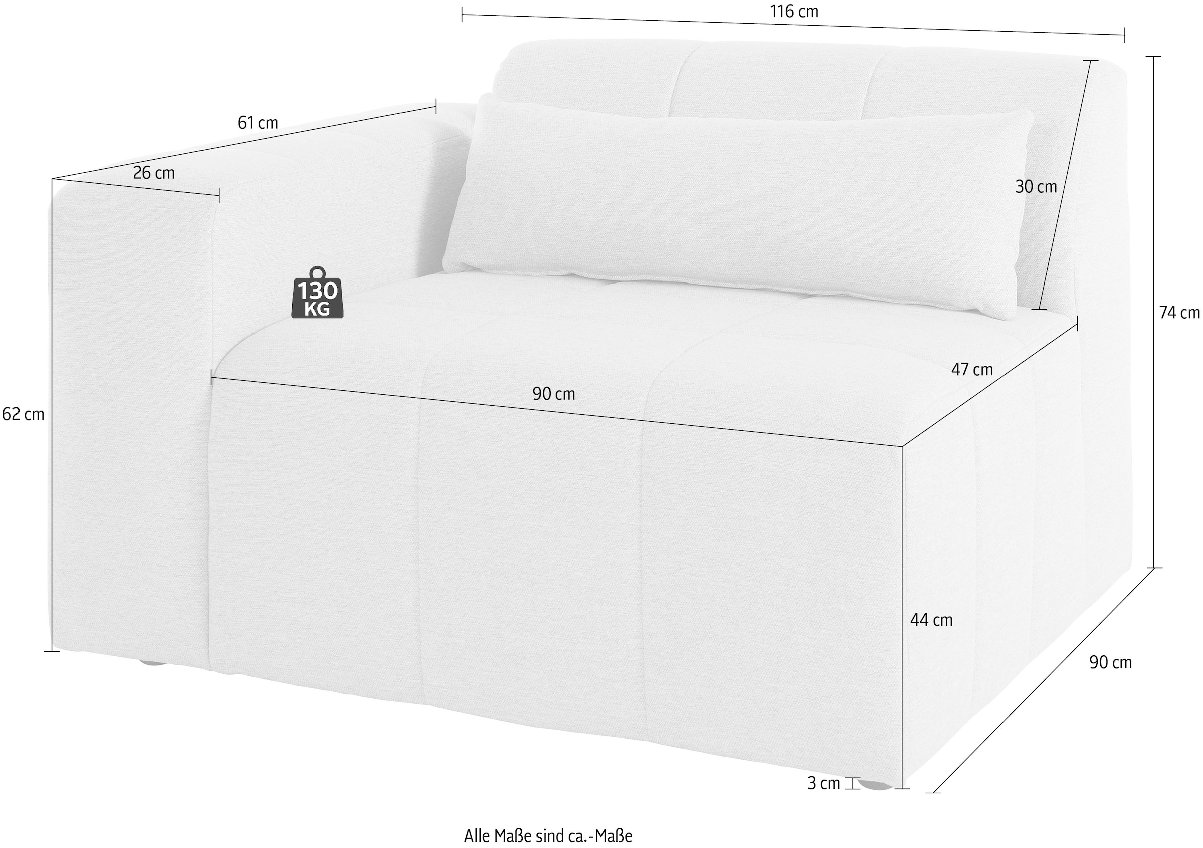 LeGer Home by Lena Gercke Sofaelement »Maileen«, Modul Sessel mit Armlehne, verknüpfbar mit anderen Modulen der Serie