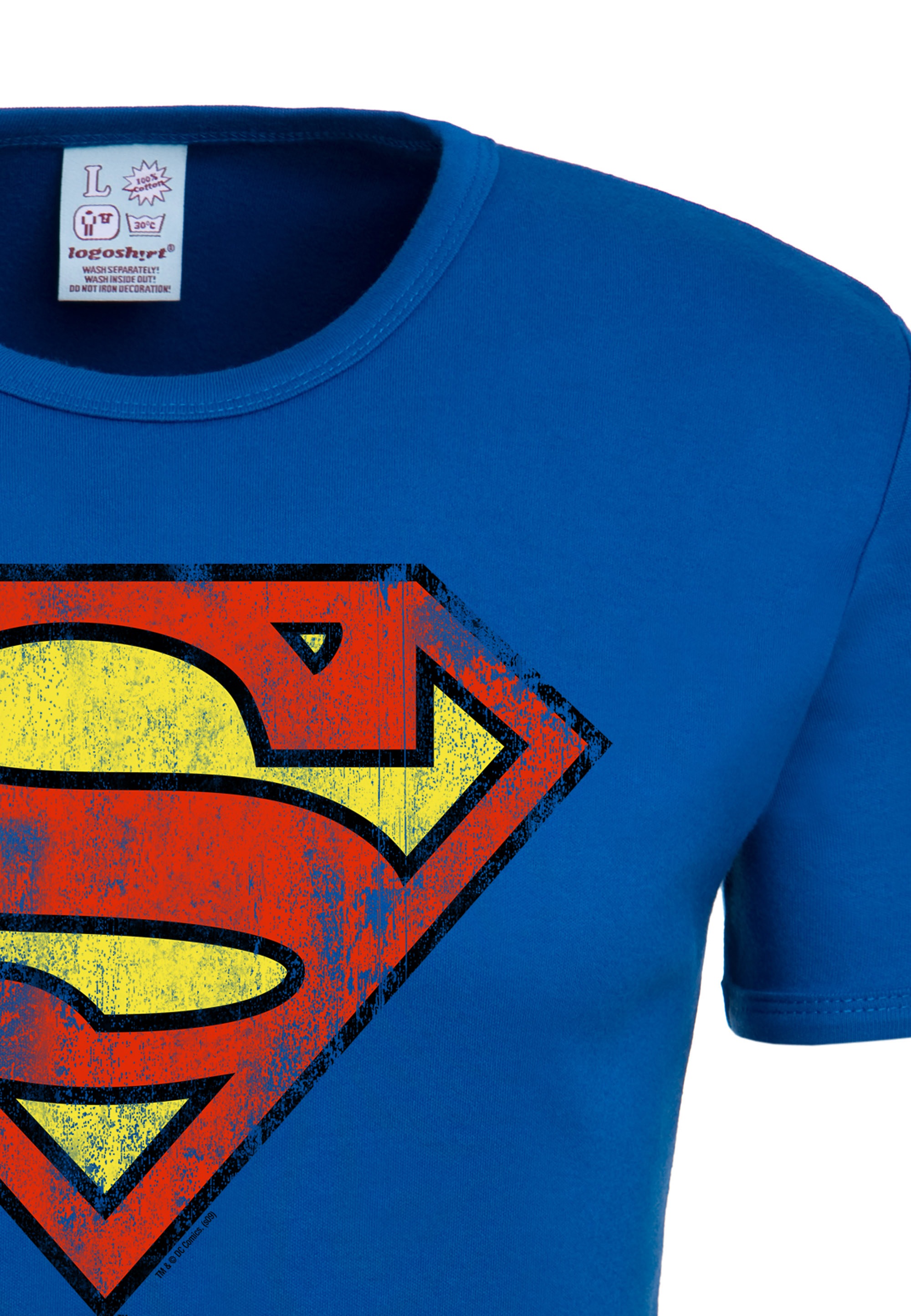 LOGOSHIRT T-Shirt »Superman-Logo«, mit lizenzierten Originaldesign für  kaufen | BAUR