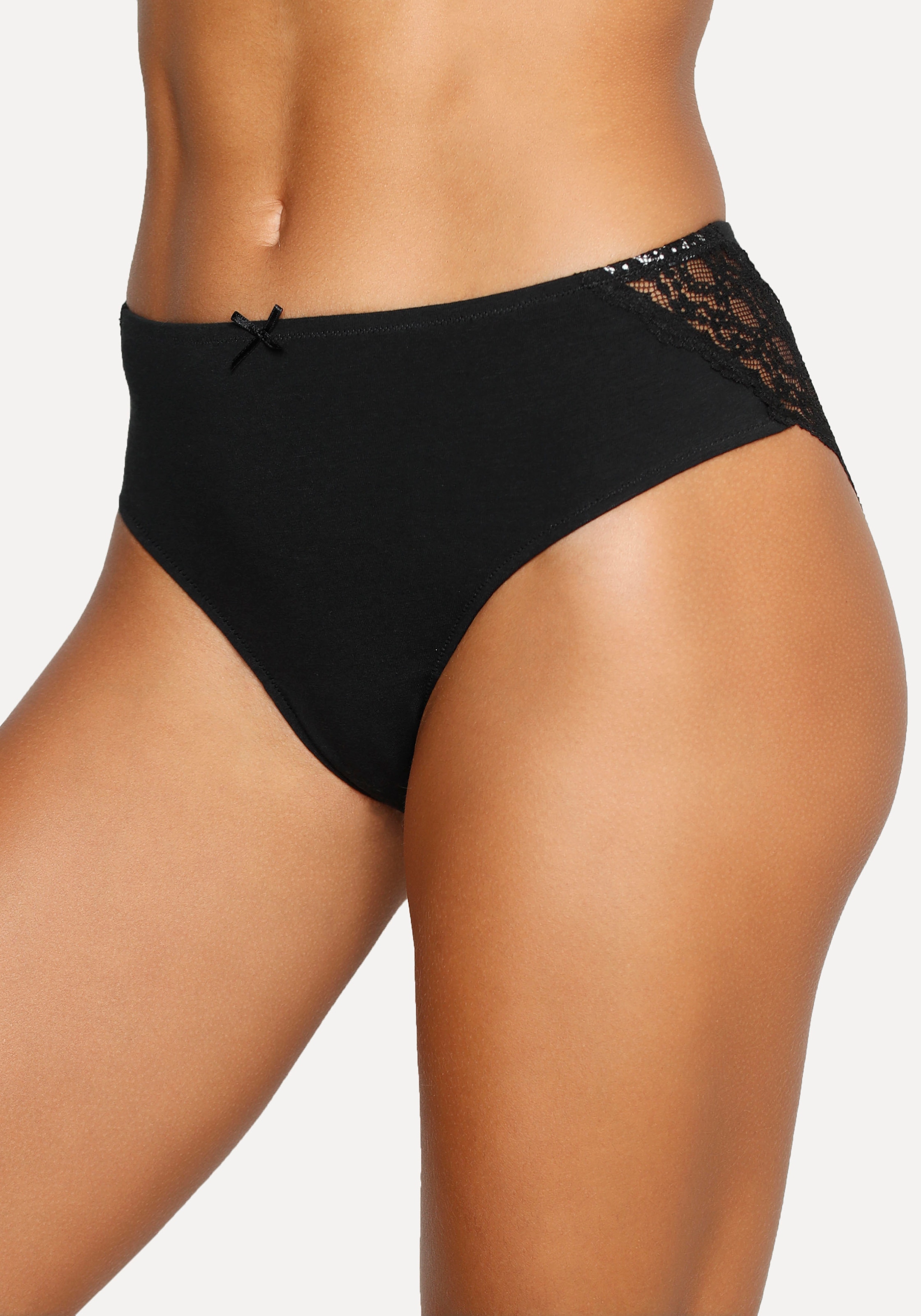 Vivance Jazz-Pants Slips, (3er-Pack), aus elastischer Baumwolle mit floraler Spitze