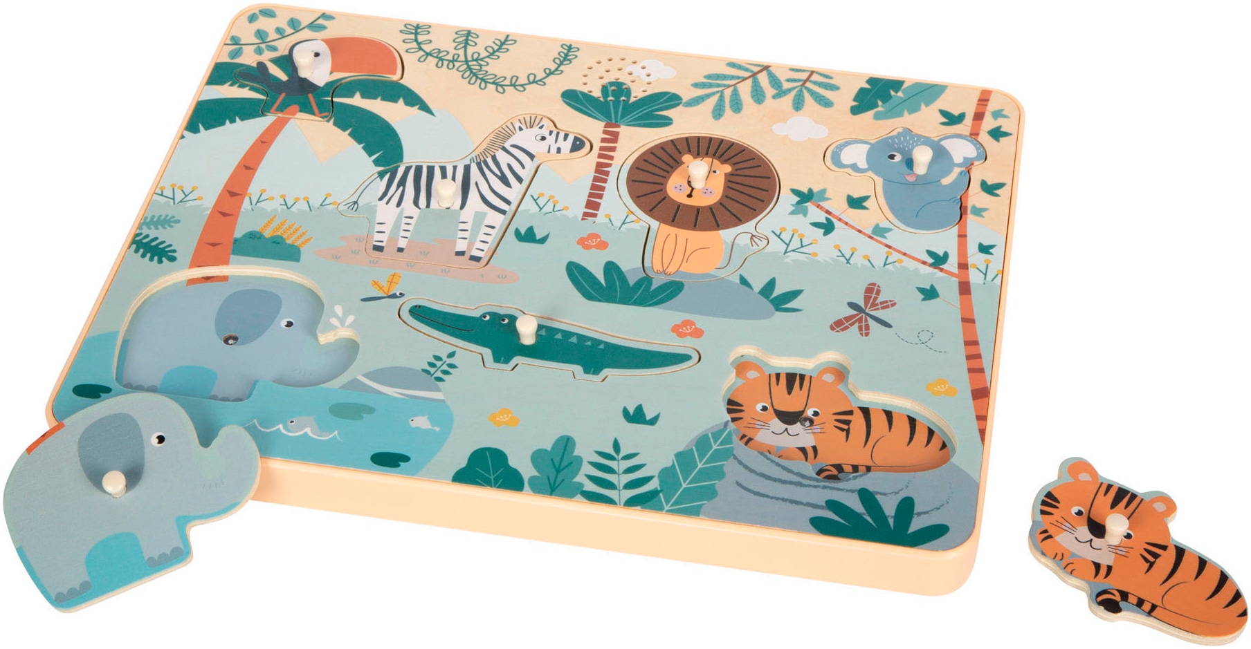 Small Foot Steckspielzeug »Steckpuzzle Safari Tierlaute« mit Geräuschfunktion