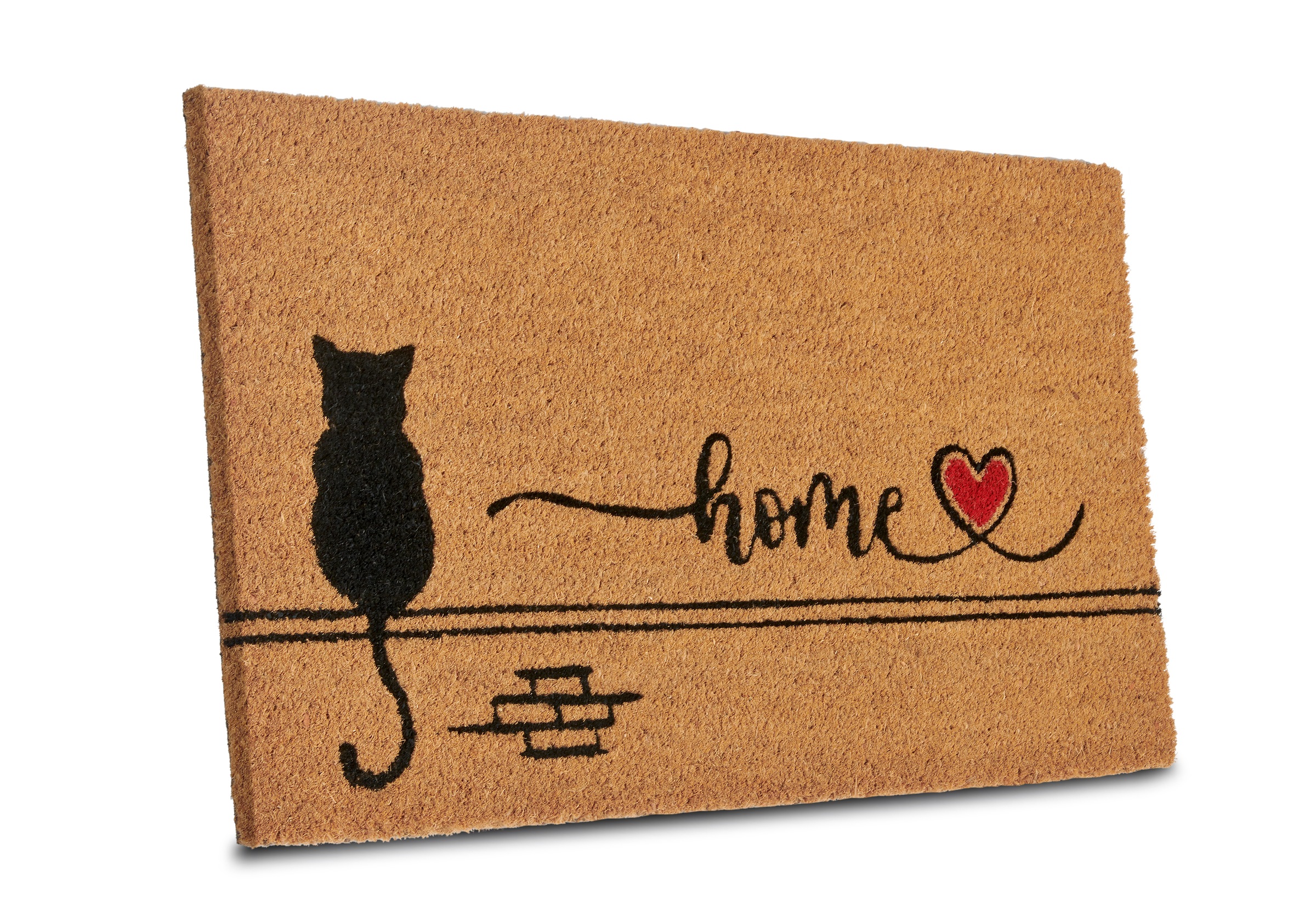 Thumbnail - HANSE Home Fußmatte "Kokos Cat Home, Türmatte" rechteckig 15 mm Höhe Schmutzfangmatte, Rutschfest, Outdoor, Innen, Außen...