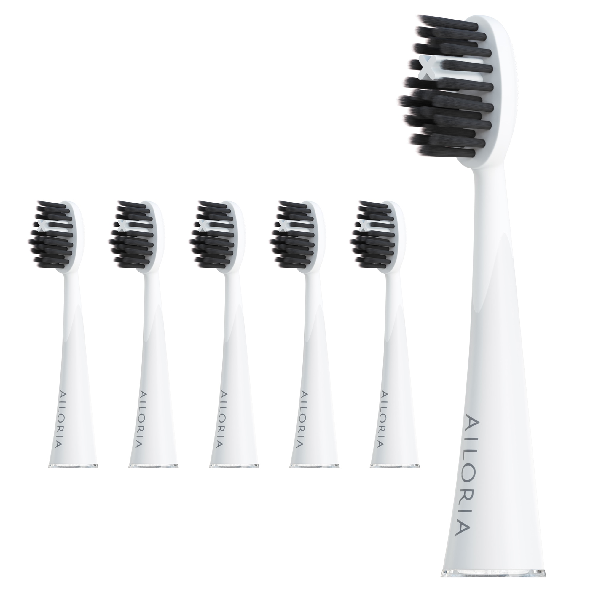 AILORIA Aufsteckbürsten "Charcoal Ersatzbürstenköpfe 6er Set SHINE BRIGHT", weiß, Zahnbürstenköpfe