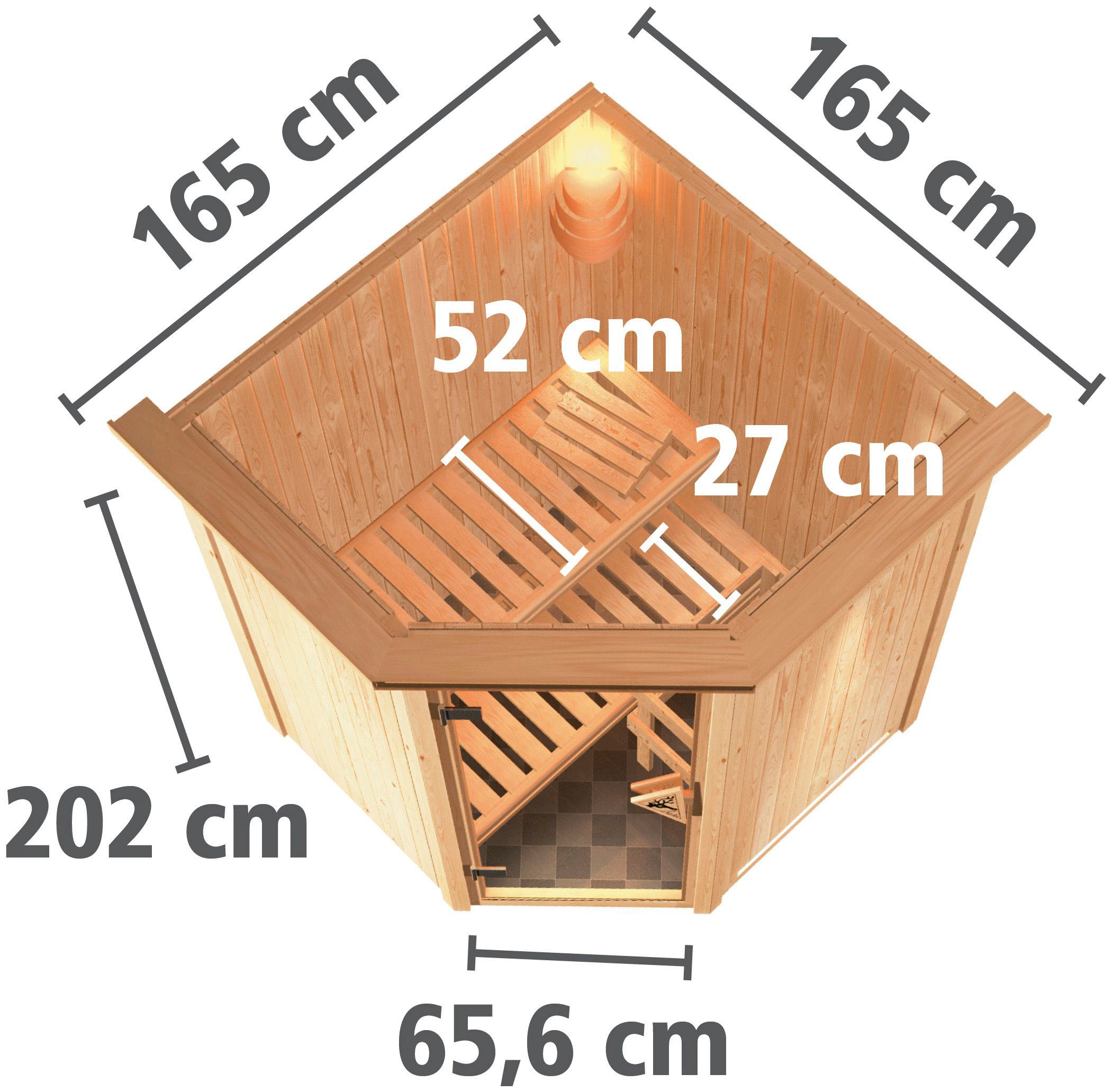 Karibu Sauna »Larin« Set,  Ofen 9 kW Bio externe Strg easy