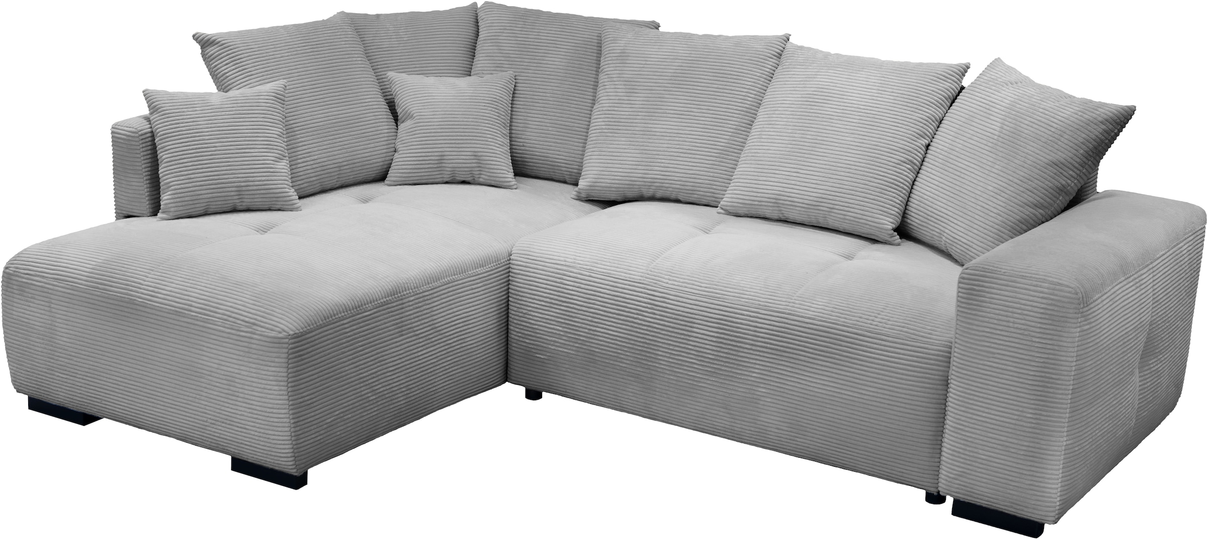 exxpo - sofa fashion Ecksofa »Arpino, elegant & bequem, Ottomane beidseitig montierbar, L-Form« Breite 243cm, komfortable Wellenunterfederung,  moderner Cord Bezug