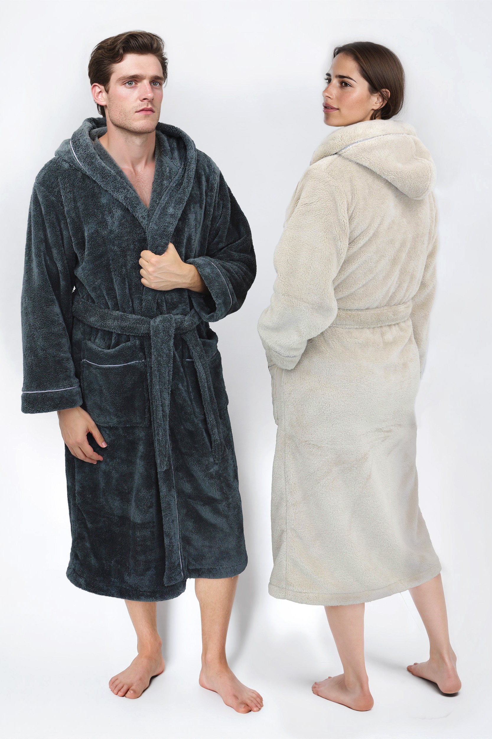 my home Unisex-Bademantel »Lillou, ideal für Sauna & Spa, Hotelbademantel, Morgenmantel«, (1 St.), kuschelig weicher Fleece, für Damen und Herren, XS-3XL
