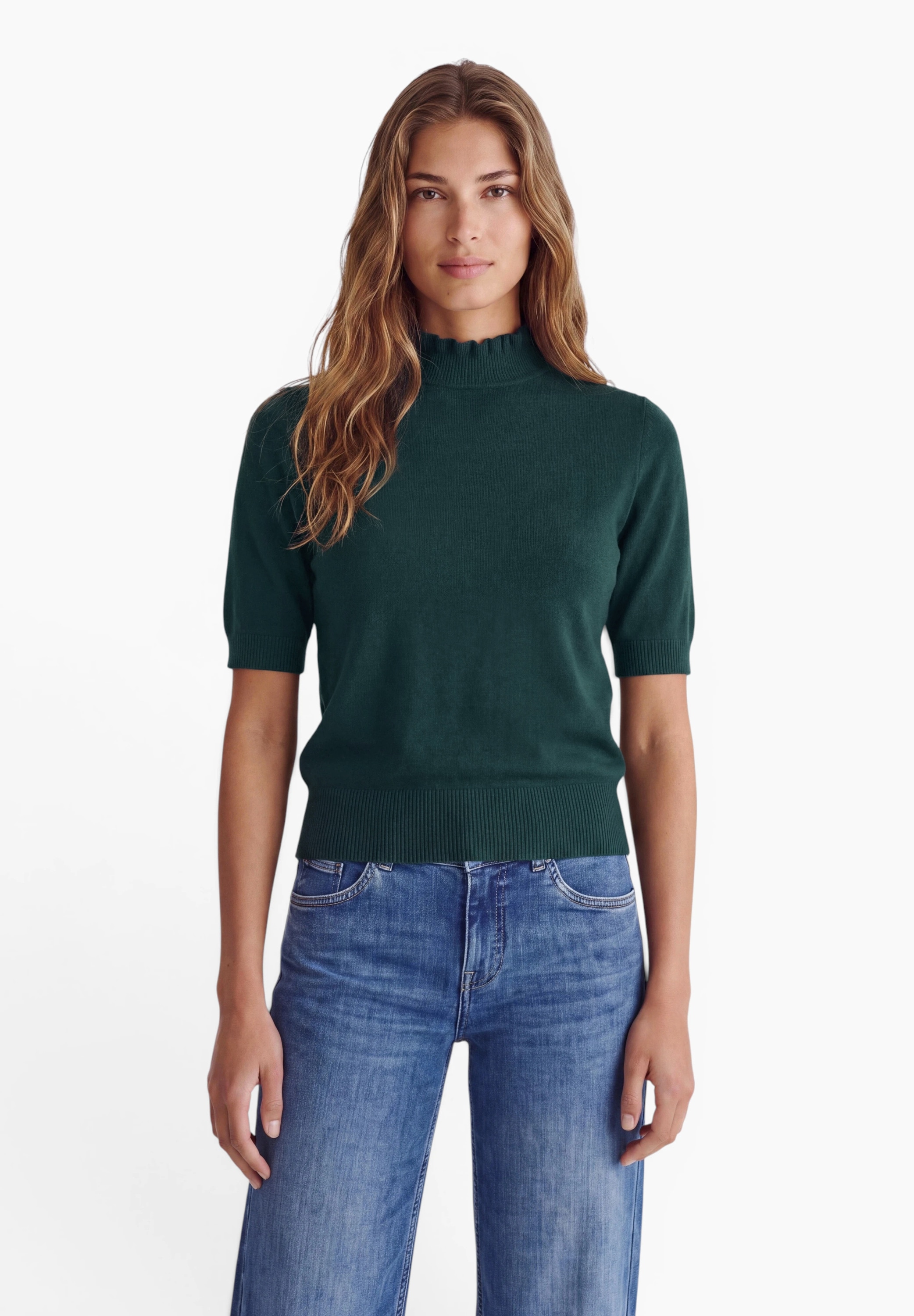 STREET ONE STUDIO Kurzarmpullover im soften Baumwoll-Mix