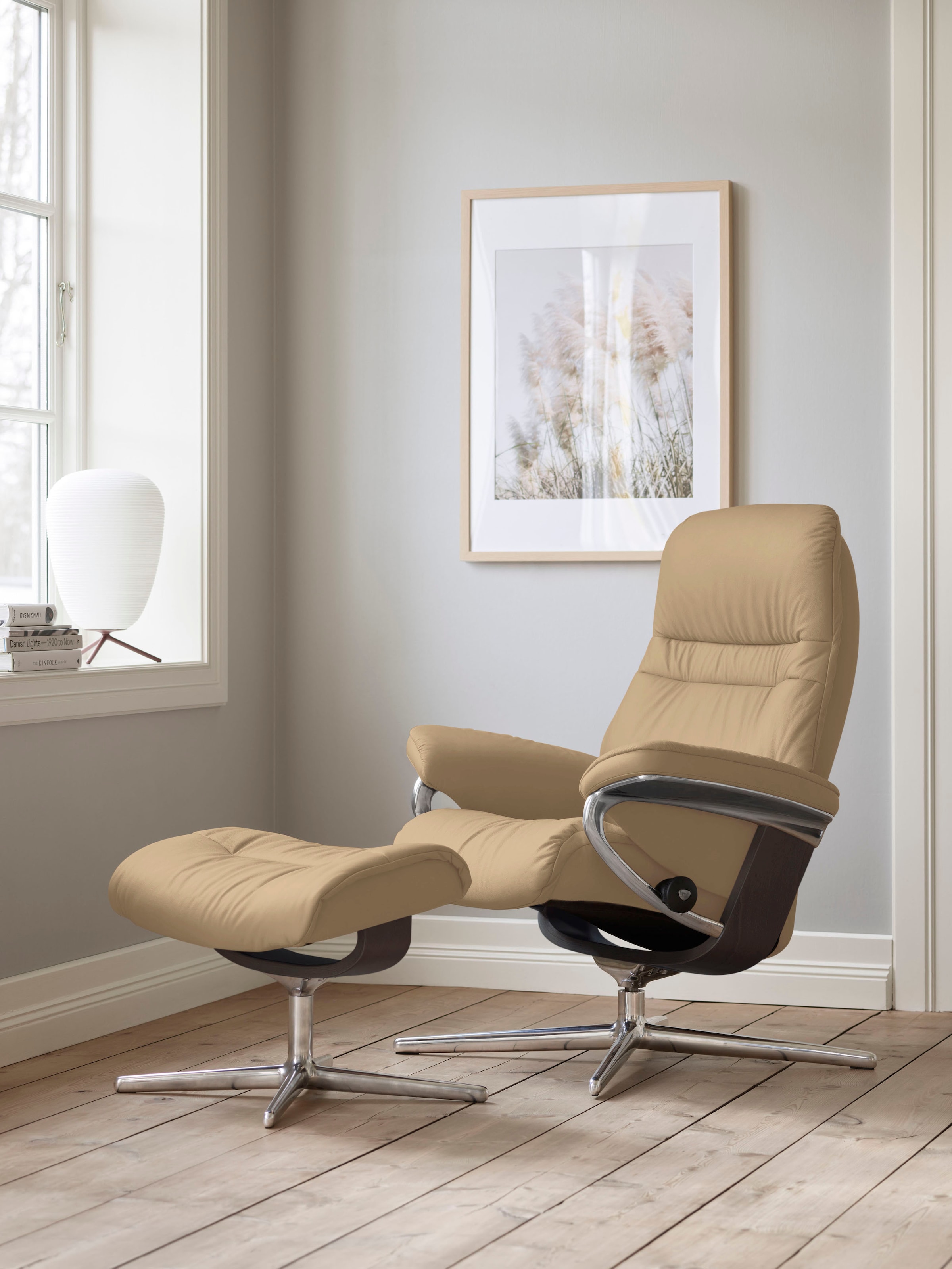 Stressless Fußhocker "Sunrise", mit Cross Base, Größe S, M & L, Holzakzent Wenge