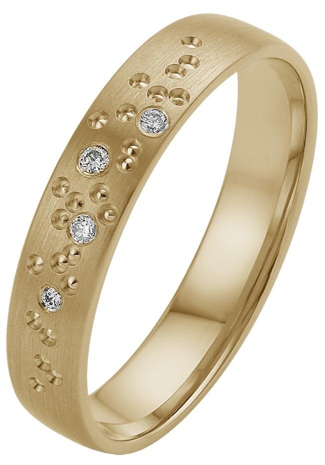 Firetti Trauring »Schmuck Geschenk Gold 375 Hochzeit Ehering "LIEBE" Sterne«, Made in Germany, wahlweise mit oder ohne Brillanten
