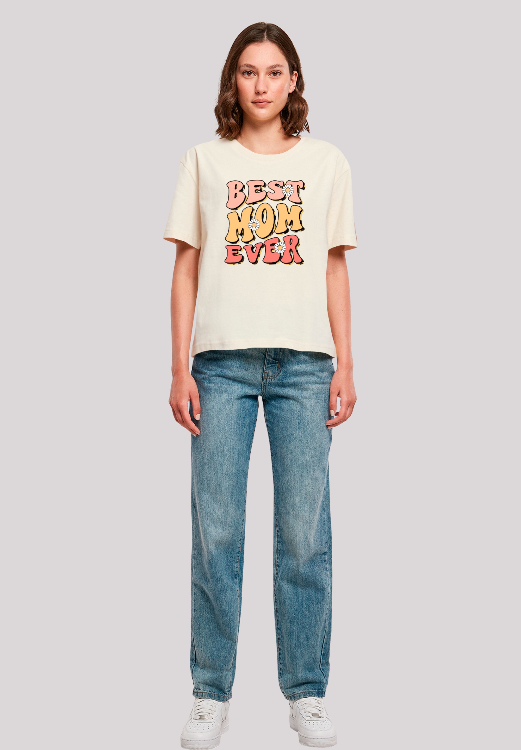 F4NT4STIC T-Shirt »Mothers Day Best Mom Ever Retro Typography Floral Accent«, Premium Qualität