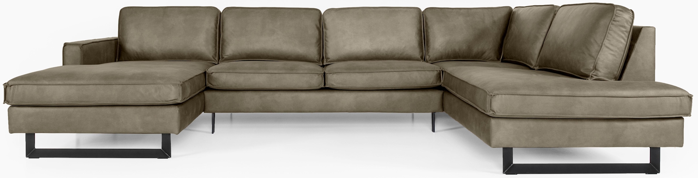 Places of Style Wohnlandschaft »Pinto, 350 cm, U-Form, XXL, mit Ottomanen«, Cord, Chenille, Lederoptik, mit Keder, Metallfüße, Wellenunterfederung