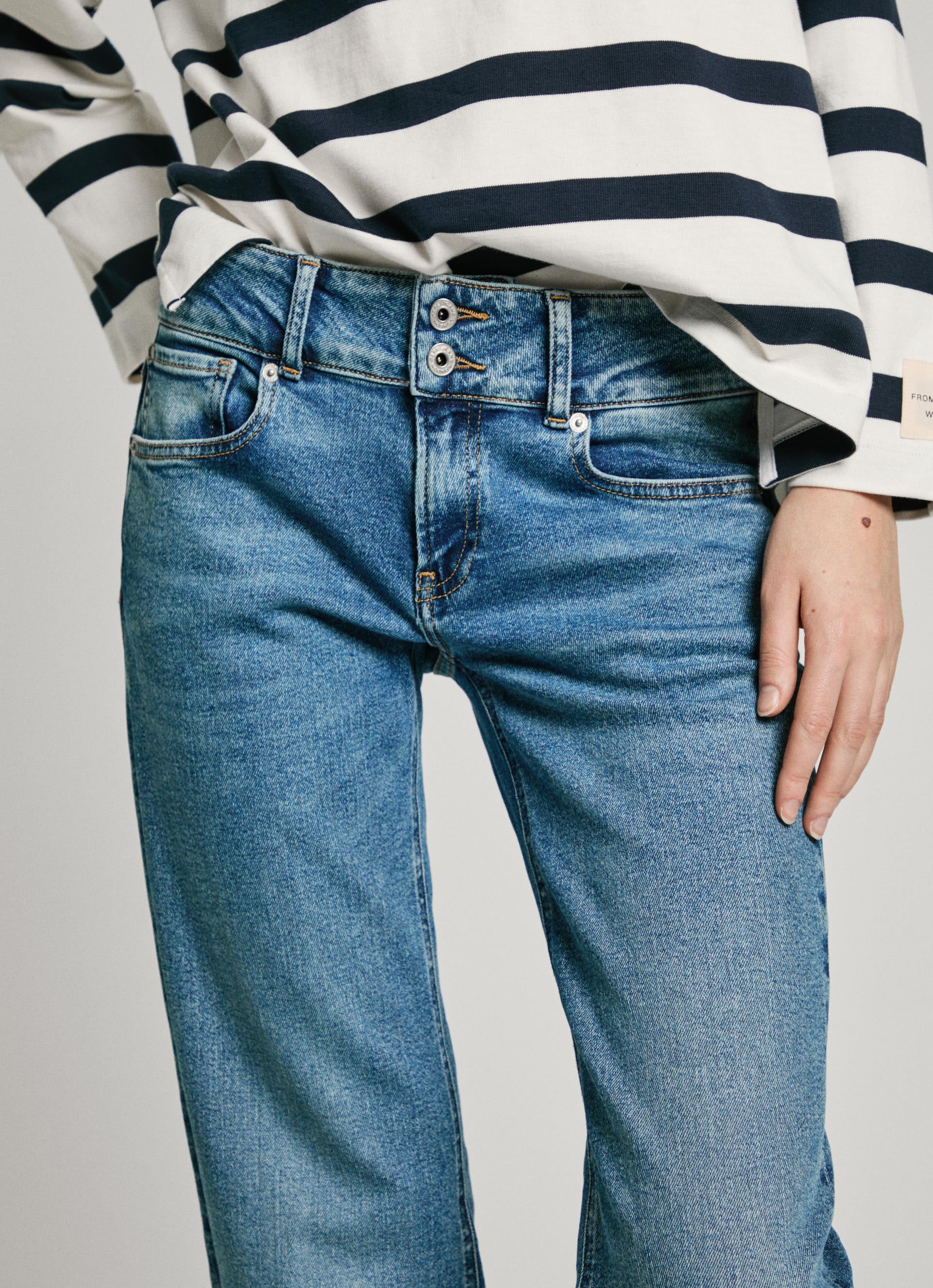 Pepe Jeans Gerade Jeans »STRAIGHT JEANS LW«, mit doppeltem Knopfverschluss