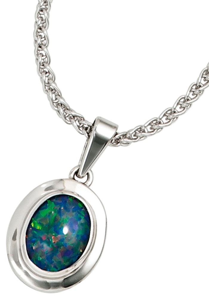 JOBO Pendentif Ovale Or Blanc 585 2