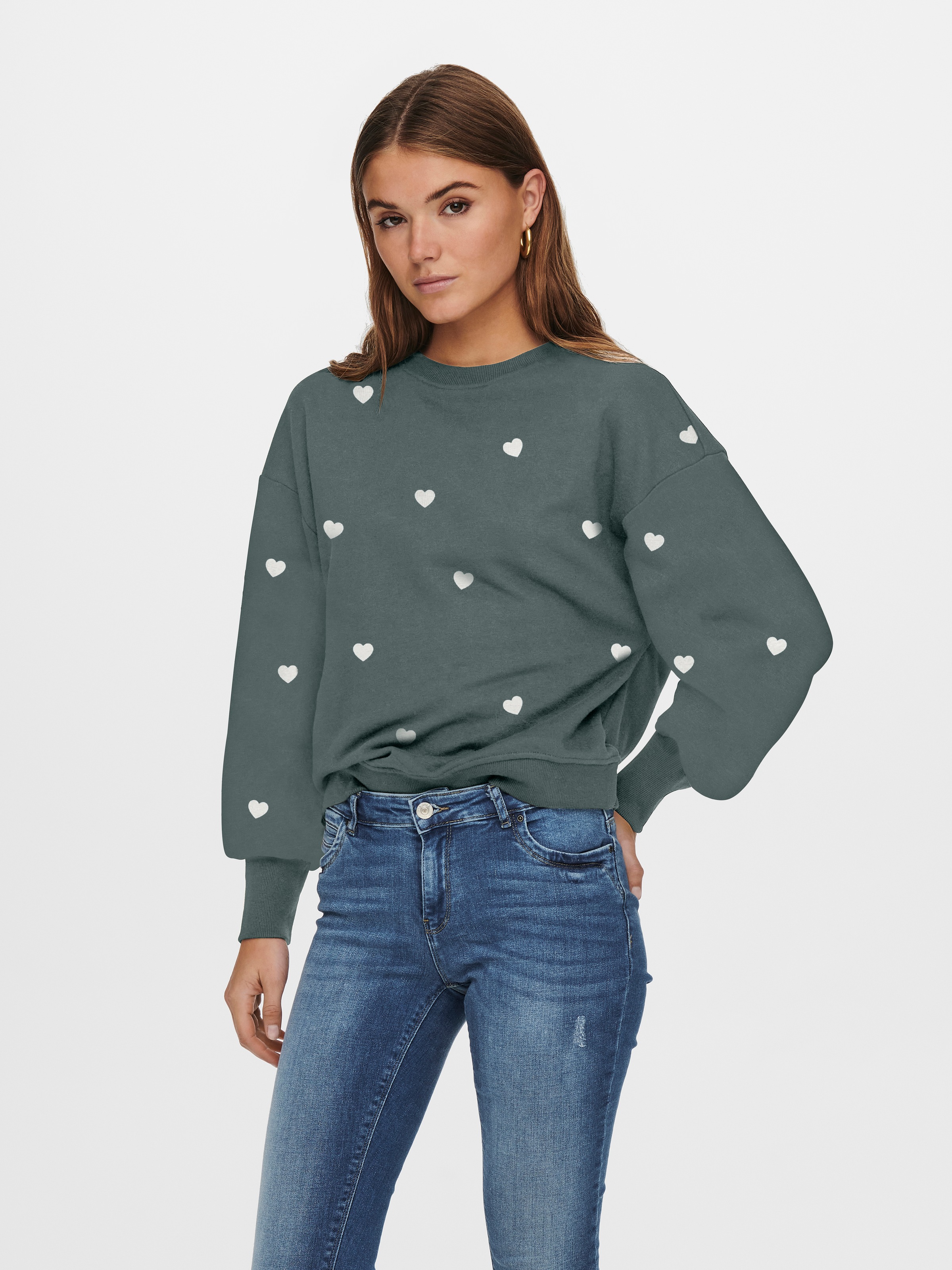 ONLY Sweatshirt "ONLBROOKE L/S O-NECK FLOWER SWT", Baumwollmischung, regula günstig online kaufen