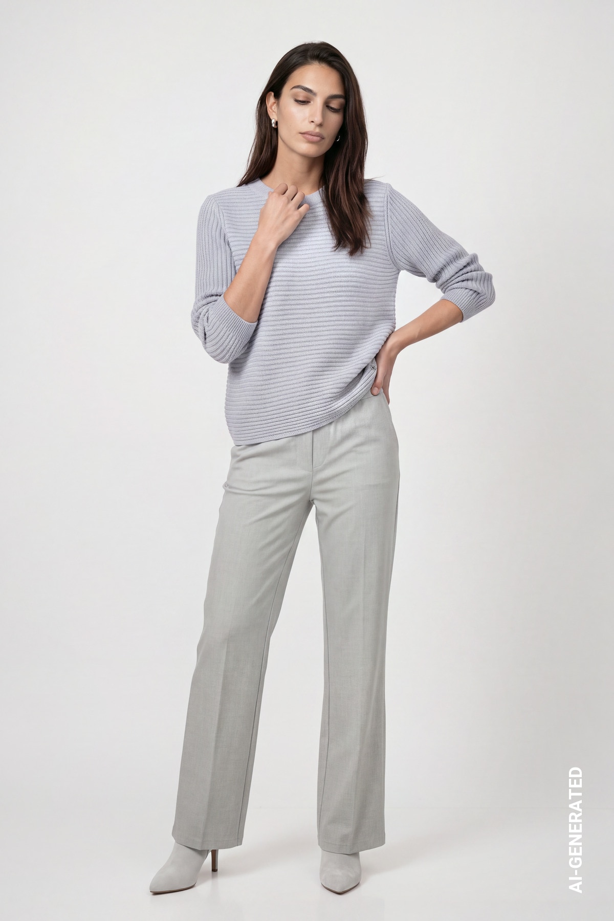 Monari Strickpullover »Pullover Basic monari Rippe« Regular fit mit Rundhalsausschnitt
