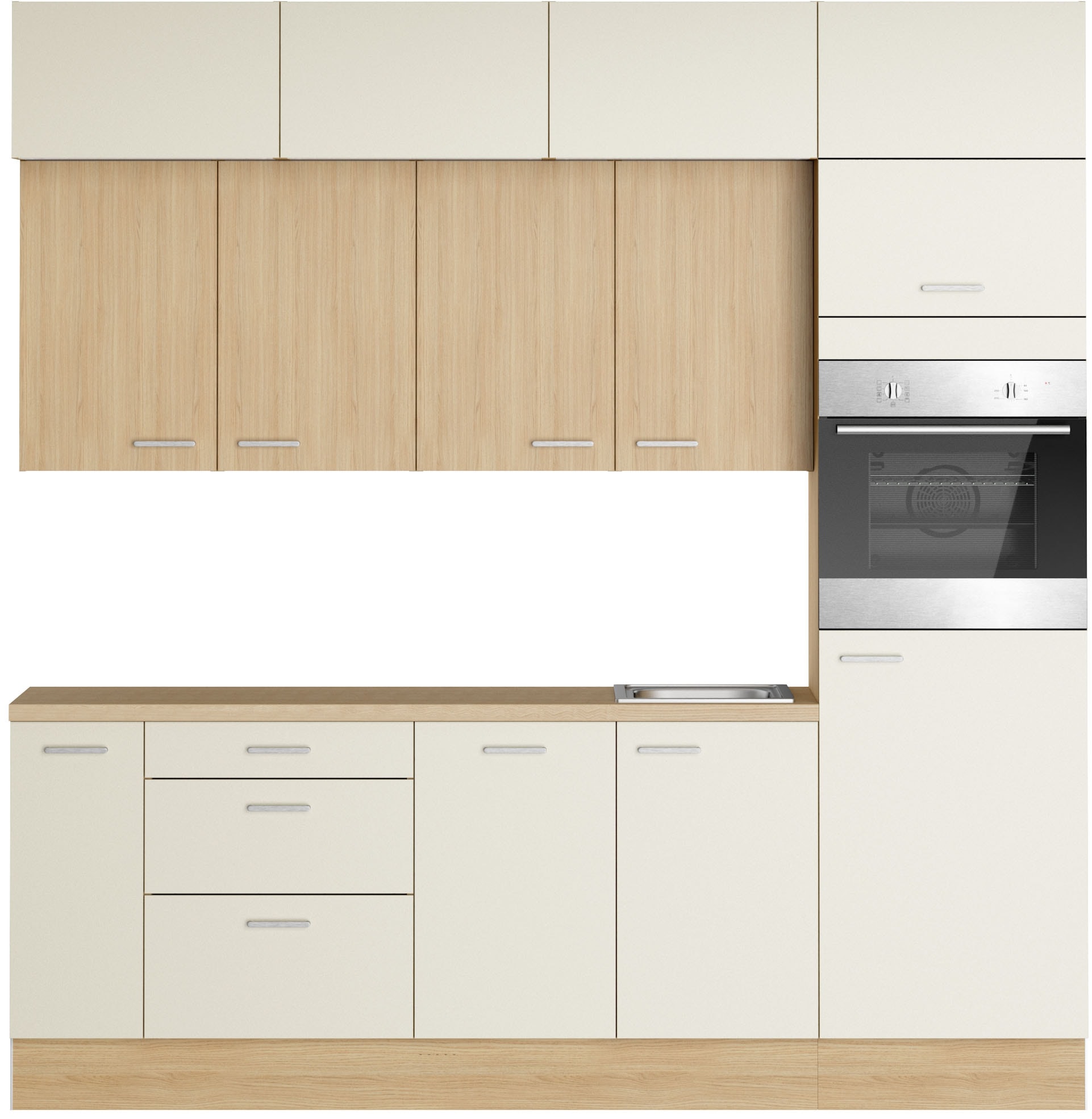 KOCHSTATION Küchenzeile "KS-Lucy" Breite 240 cm, Soft-Close, inkl. Zubehör, wahlweise mit Geschirrspüler