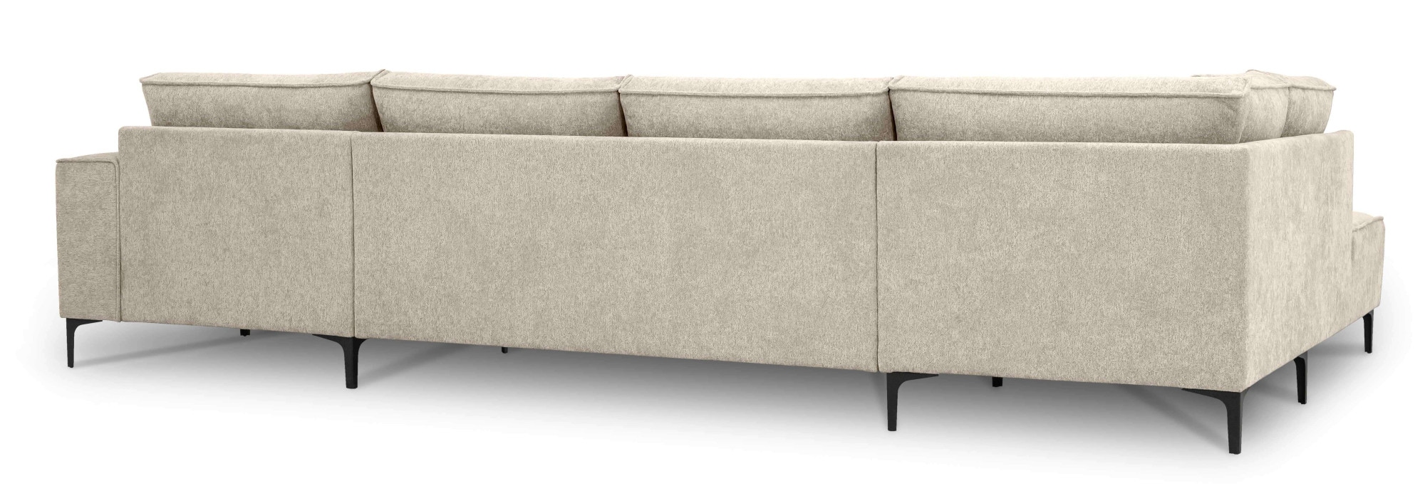 Places of Style Wohnlandschaft »XXL Sofa Oland, Struktur, Flachgewebe, Luxus-Microfaser, Boucle«, U-Form, 345 cm, Wellenunterfederung, Skandi-Design, Metallfüße