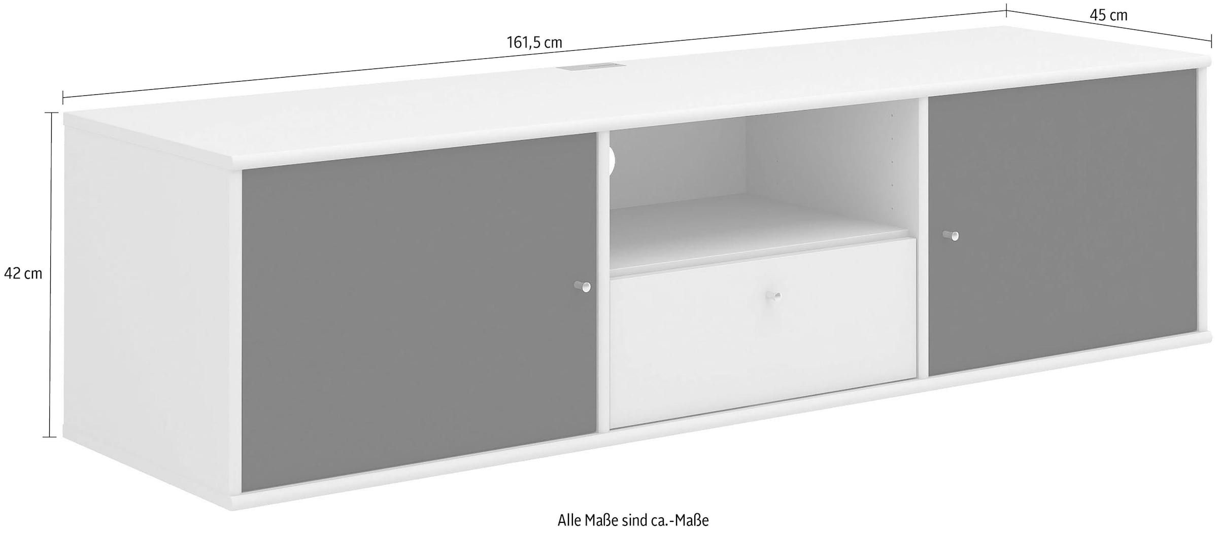 Hammel Furniture TV-Board »Mistral Fernsehschrank, Medienmöbel, Hängend«, mit Türen mit Akustikstoff, Kabeldurchführung, Lowboard, B: 161,5 cm
