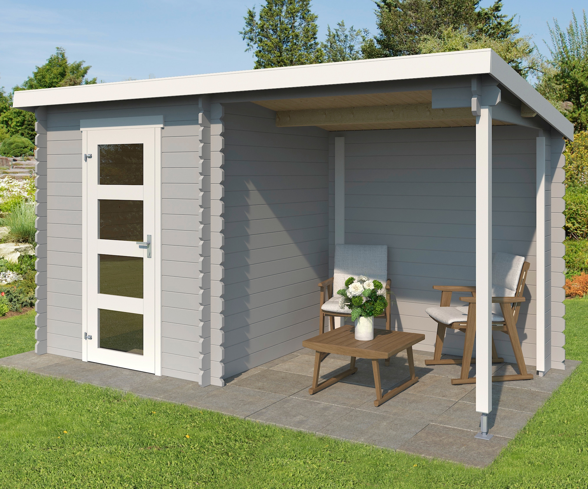 LASITA MAJA Gartenhaus "Jelle 175 Plus" Blockbohlenhaus 28mm mit Anbau