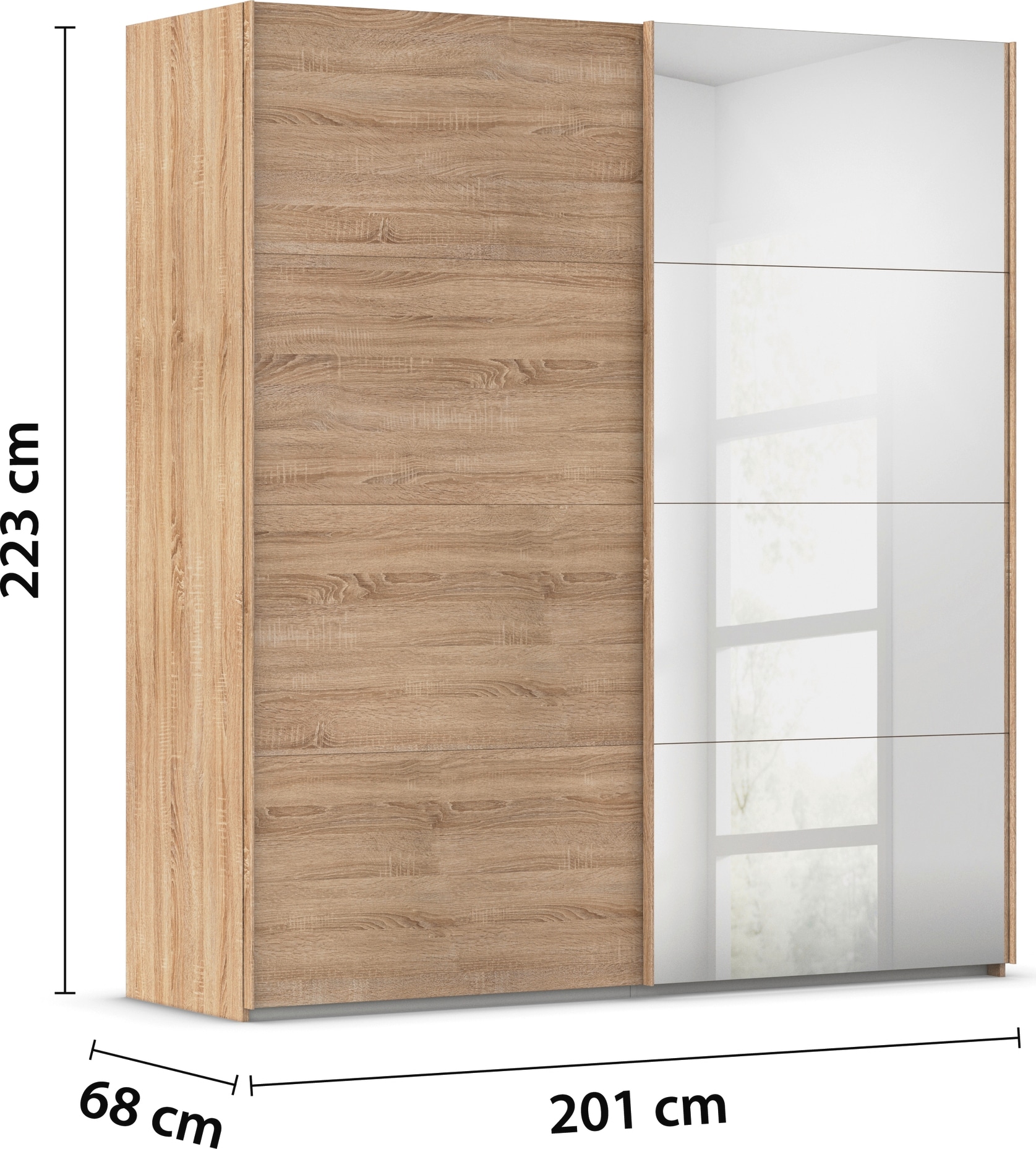 rauch Schwebetürenschrank »Kleiderschrank Schrank Garderobe Schlafzimmerschrank EVELYN«, in elegantem Stil mit Spiegel 5 Breiten viel Stauraum MADE IN GERMANY