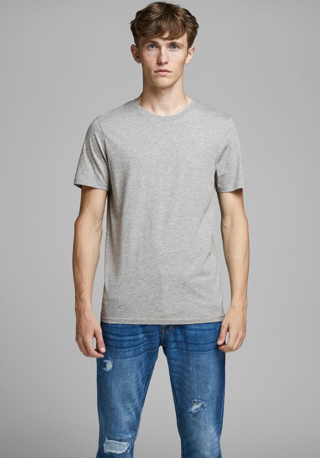 Jack & Jones "JJEORGANIC MELANGE TEE SS O-NECK NOOS" Baumwollmischung, regular fit