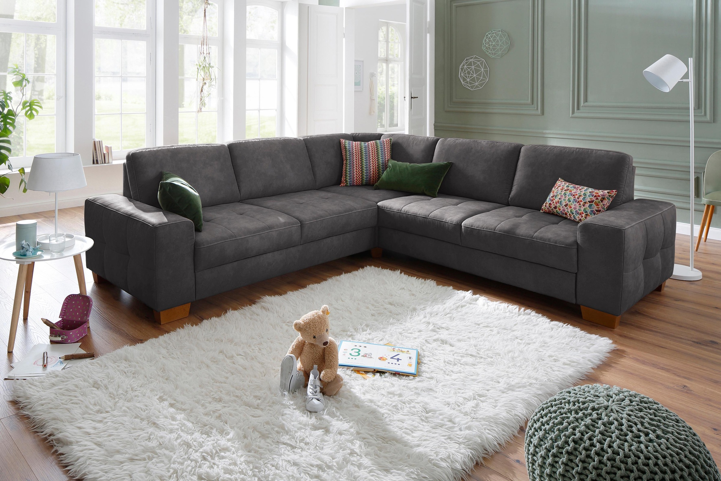 Home affaire Ecksofa »Puccini L-Form«, mit Federkern, Sitztiefenverstellung, Kontrastnaht