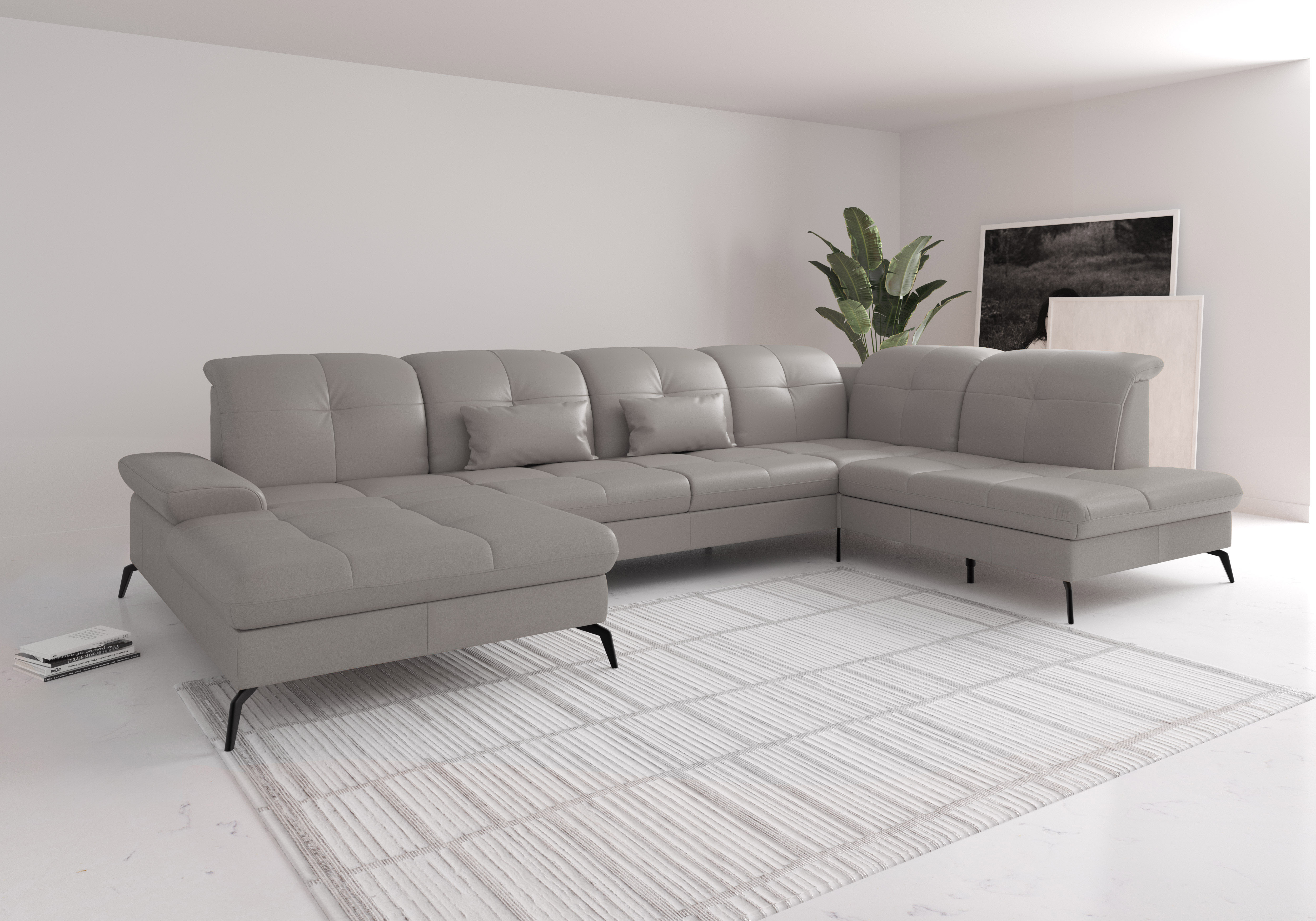 sit&more Wohnlandschaft "Amica, U-Form, inkl. Sitztiefenverstellung und Armteilverstellung" wahlweise mit Kopfteilverstellung, Schlaffunktion und Bettkasten