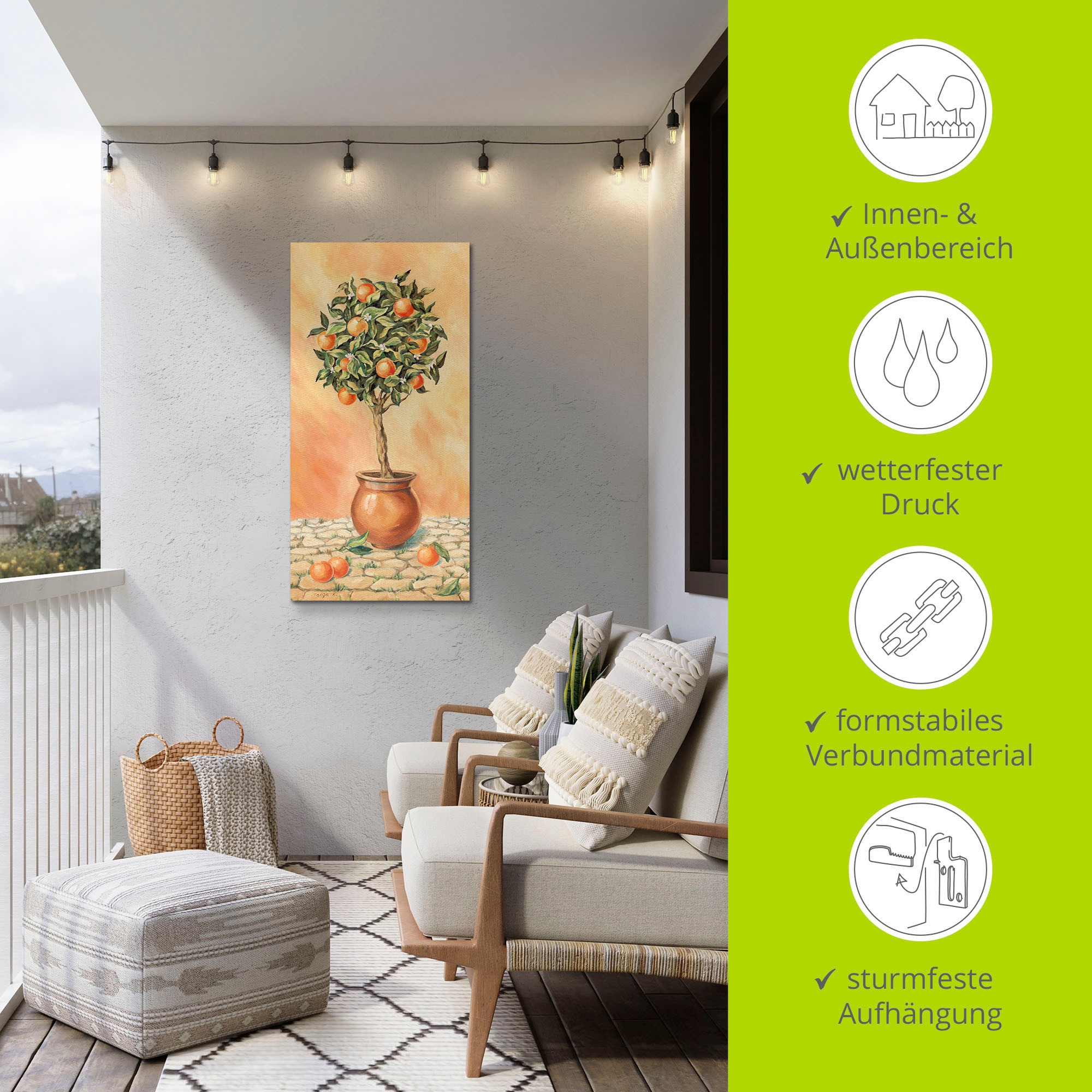 Artland Wandbild »Orangenbaum I«, Pflanzen, (1 St.), als Alubild, Outdoorbild, Leinwandbild, Wandaufkleber, versch. Größen